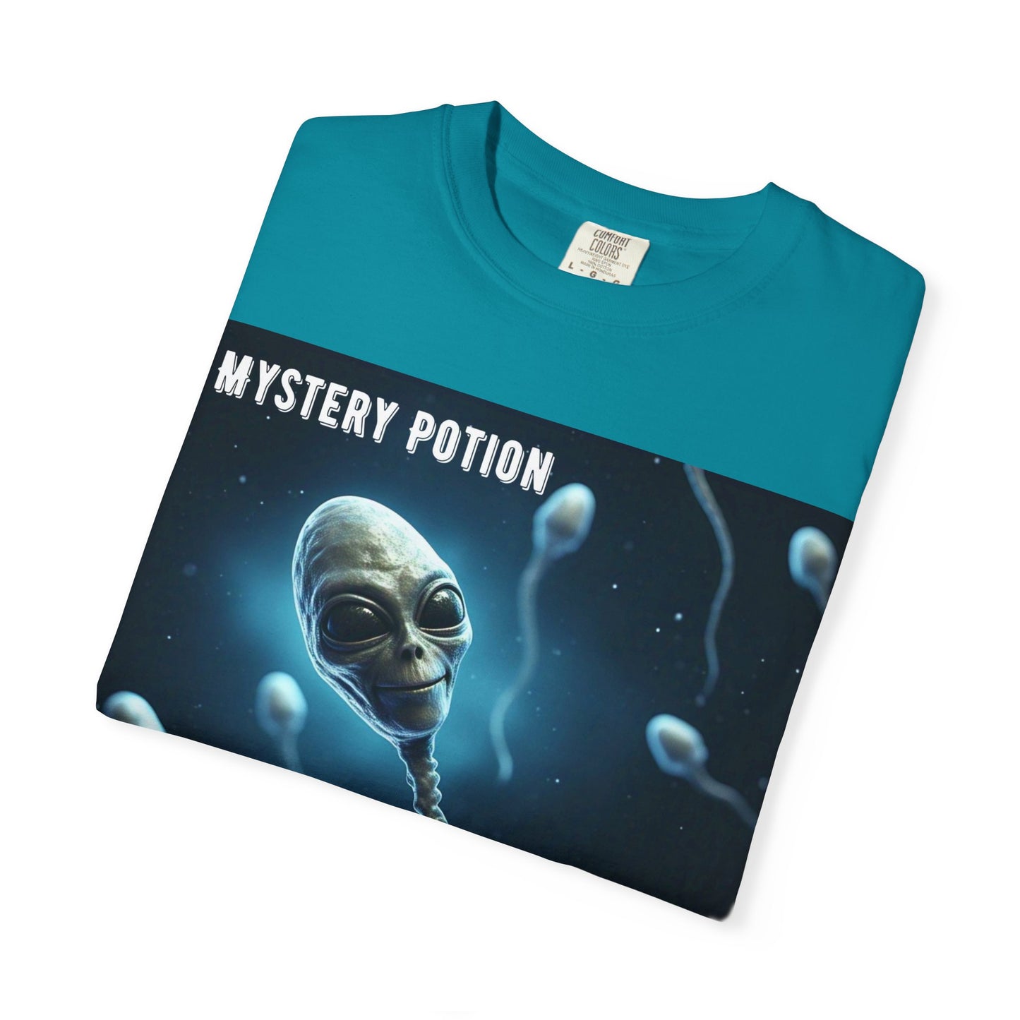 'One Good Day All Answers Will Come To Us' by Mystery Potion, Alien Sperm Tee, Unisex Graphic T-Shirt, Fun Gift for Space Lovers, Cool Casual Wear, Sci-Fi Fashion, Unique Statement Piece