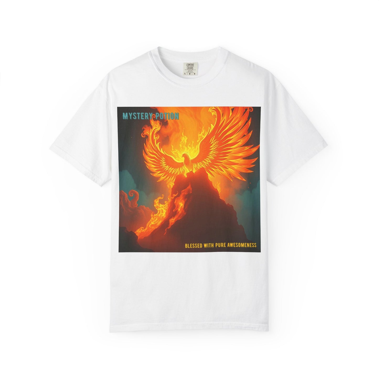 'Blessed With Pure Awesomeness' Mystery Phoenix Graphic Unisex T-shirt, Cool Casual Wear, Unique Gift for Nature Lovers, Birthday, Summer Event, Spiritual Design