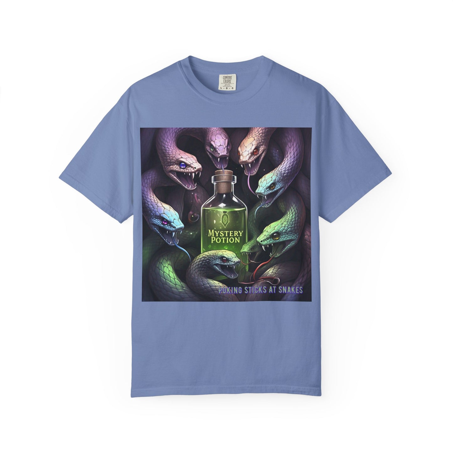 'Poking Sticks At Snakes' by Mystery Potion, Unisex T-shirt | Snakes Design | Perfect for Halloween, Gifts, Cozy Wear, Unique Apparel, Vintage Vibe