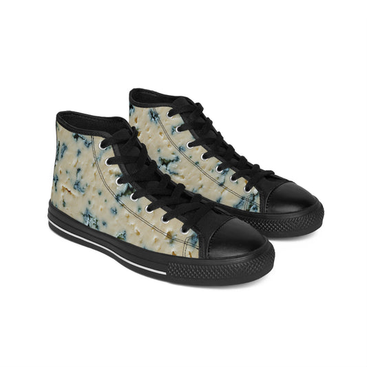 Stylish Blue Cheese High-Top Sneakers, Unique Streetwear Style for Men, Set Expectations, Trendy Gift for Sports Lovers, Versatile Everyday Shoes