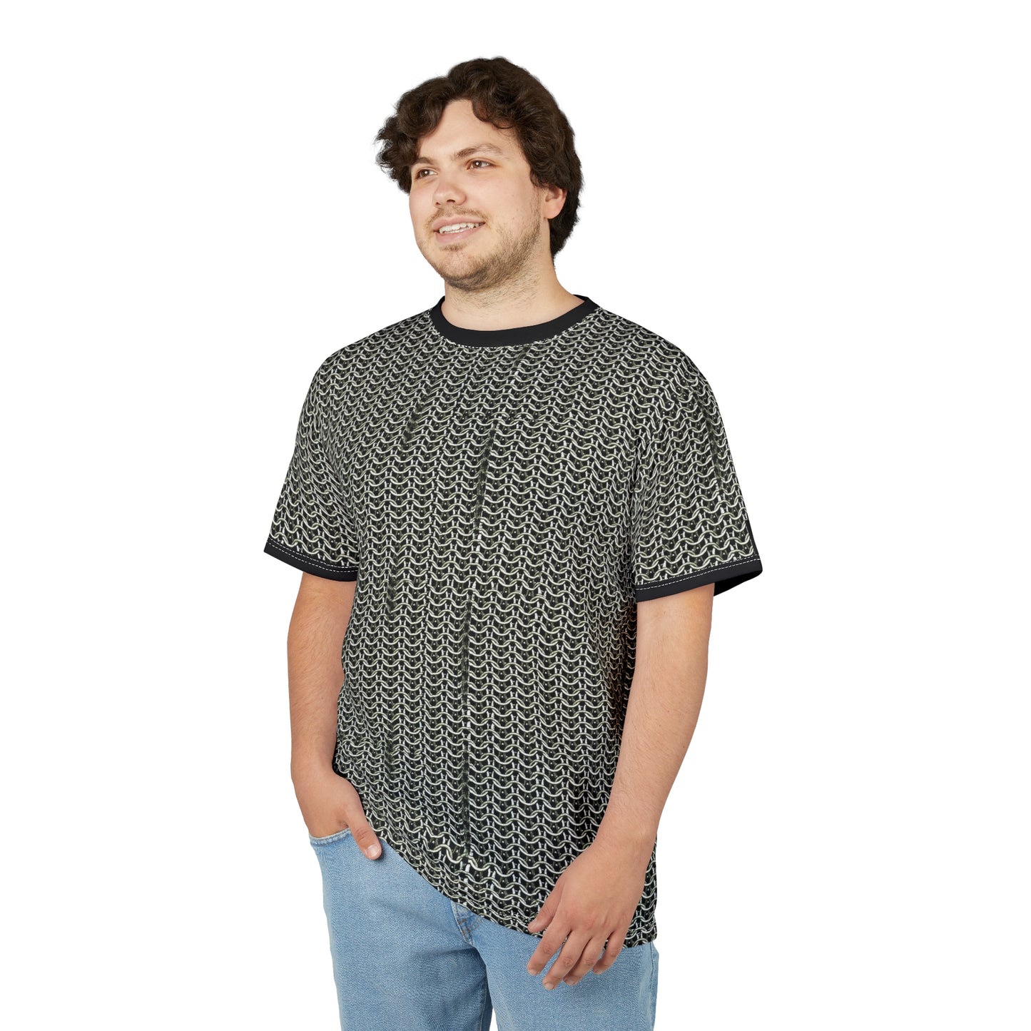 Chain Mail Style Unisex Cut & Sew Tee | Trendy Casual Wear, Unique Graphic Tee, Gift for Him/Her, Everyday Comfort, Perfect for Festivals