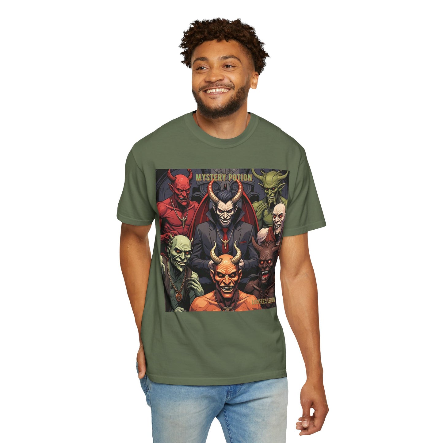 'Lucifer's Legion' by Mystery Potion, Unisex T-Shirt, Devil-Inspired Tee, Halloween Shirt, Comic Book Merch, Gift for Fans