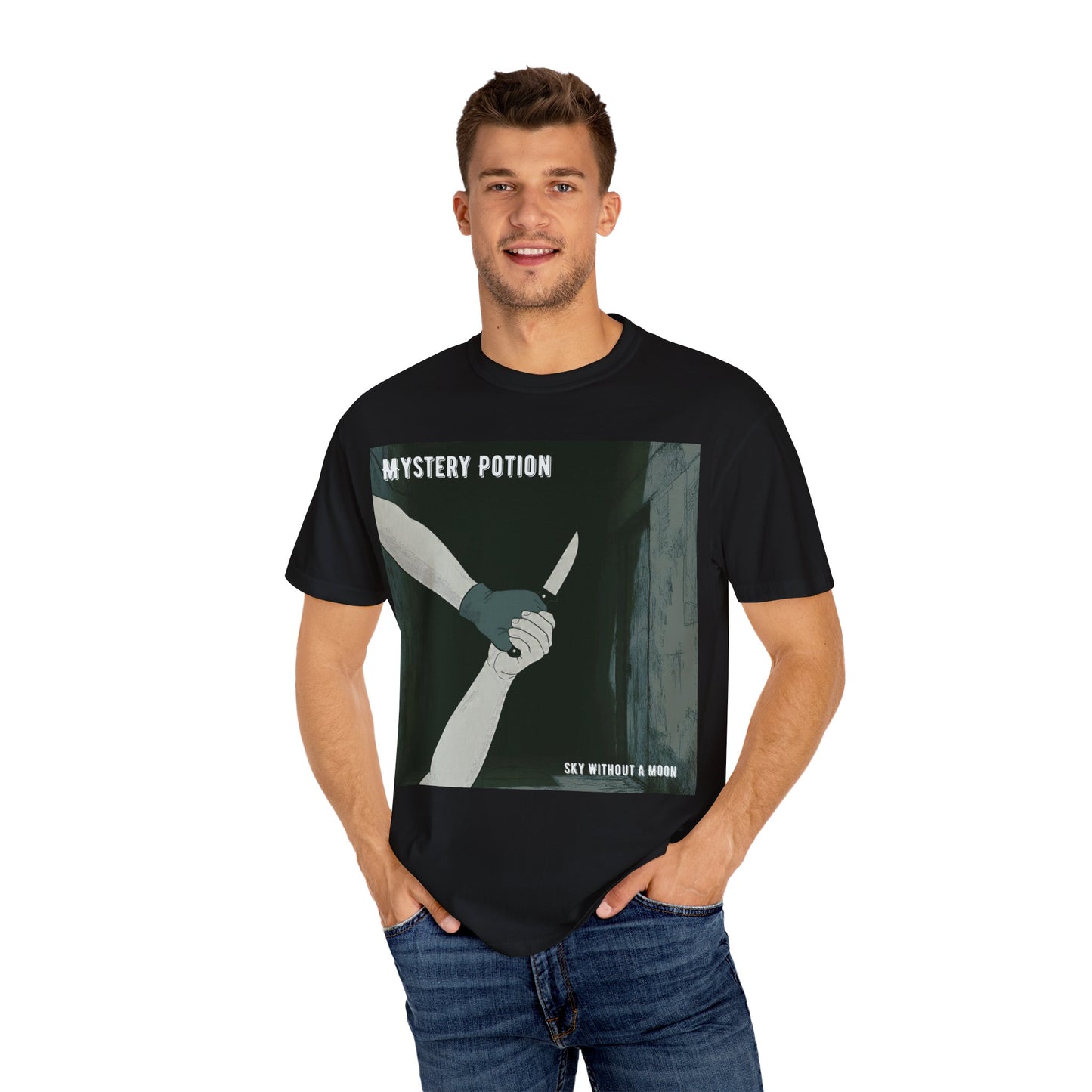 'Sky Without A Moon' by Mystery Potion Graphic Tee | Unisex Casual Wear, Artistic T-shirt, Unique Gift for Friends, Street Style Fashion, Gift for Occasions