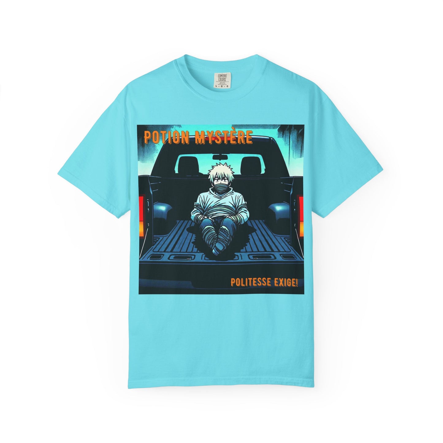 'Politesse Exige' par Potion Mystère, Retro Graphic T-Shirt for Anime Lovers, Casual Wear, Unique Gift, Streetwear, Unisex Tee, Hands and Fee Tied