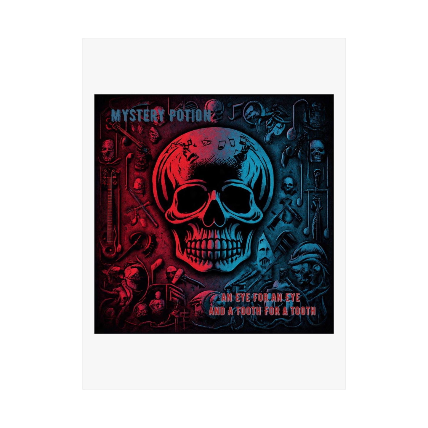 Mystical Skull Satin Poster, Edgy Art Print, Gothic Wall Decor, Unique Gift for Halloween, Dark Academia Aesthetic