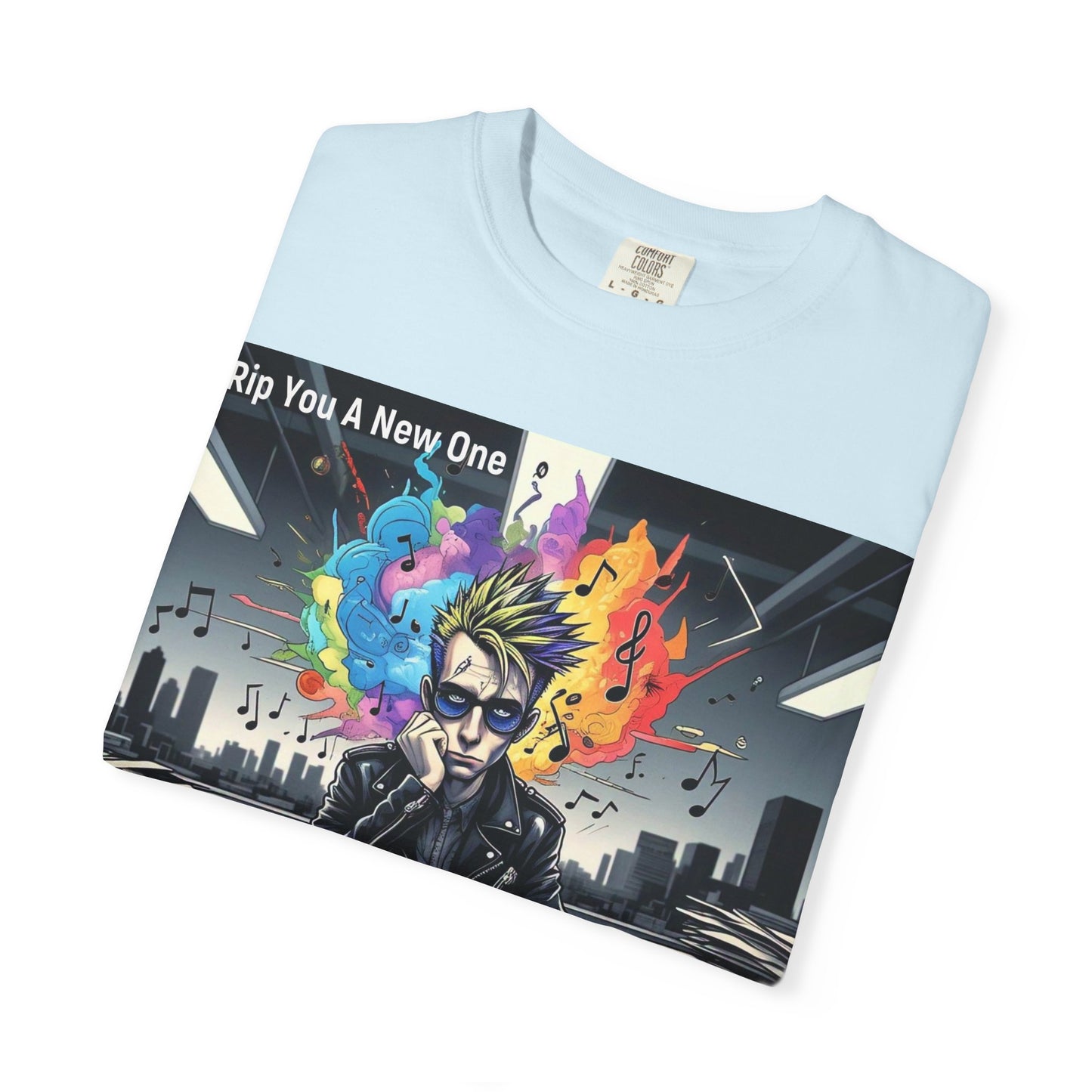 Colorful Creative T-Shirt - Rip You A New One Graphic Tee, Unisex Design for Artists, Music Lovers, Gift for Holidays, Casual Wear