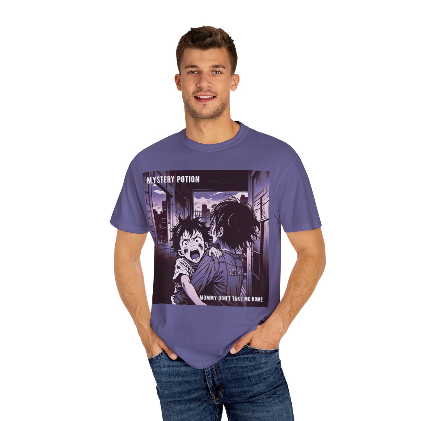'Mommy Don't Take Me Home' by Mystery Potion, Unisex T-Shirt – Anime Graphic Tee, Casual Wear, Gift for Teens, Pop Culture Apparel, Unique Graphic Tee