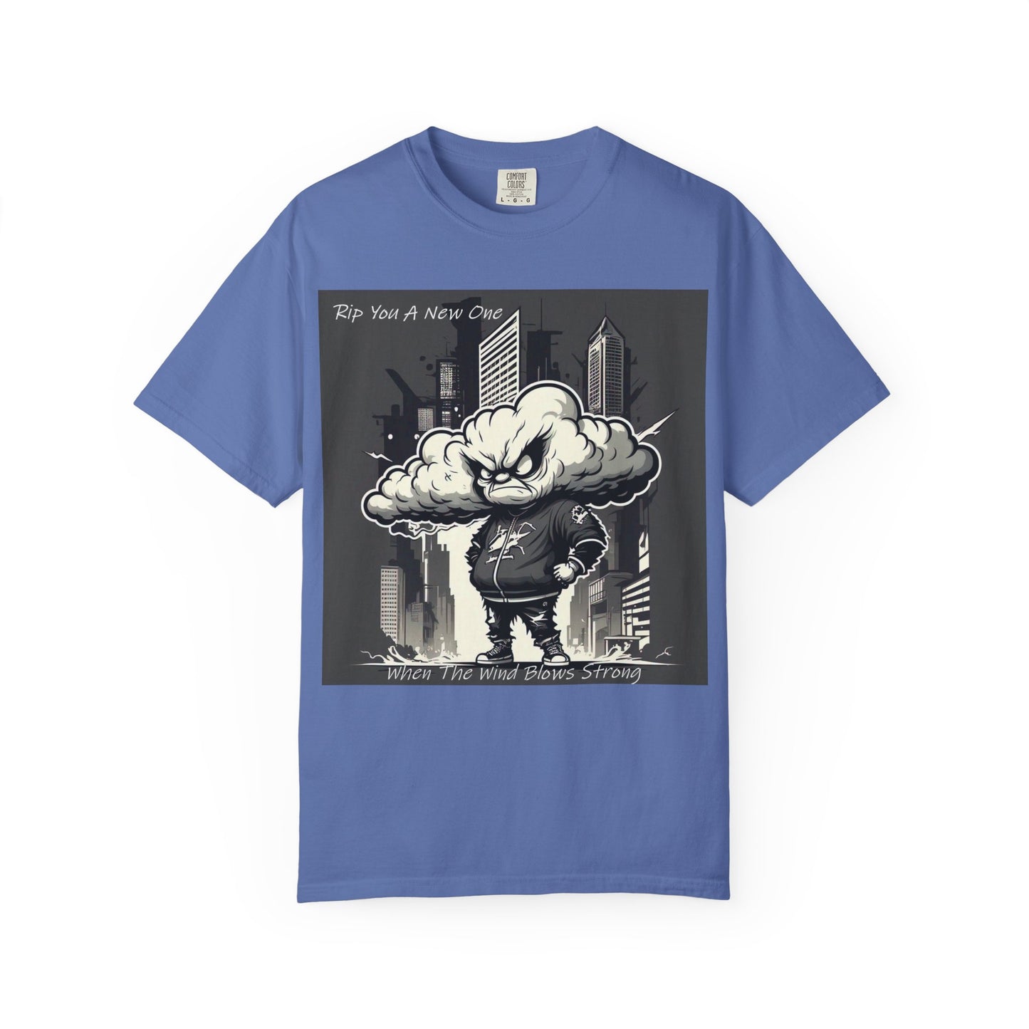 'When The Wind Blows Strong' by Rip You A New One, Urban Angry Cloud Graphic Tee, Cool Casual Wear, Street Style Unisex Shirt, Perfect Gift for Comics Lovers, Everyday Comfort