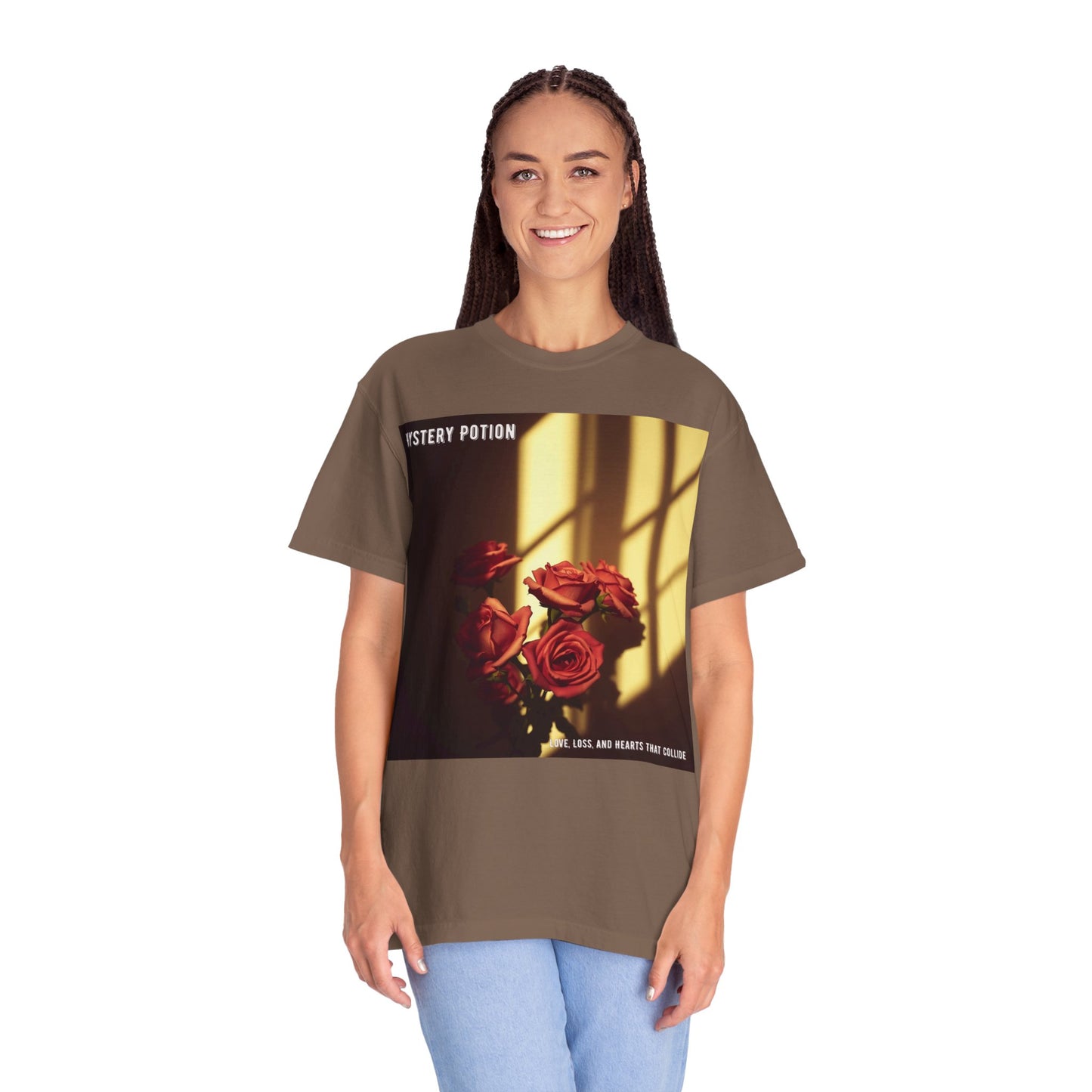 Mystery Potion Garment-Dyed Tee, Vintage Floral T-Shirt, Unisex Plant Lover Shirt, Gift for Her, Aesthetic Graphic Tee