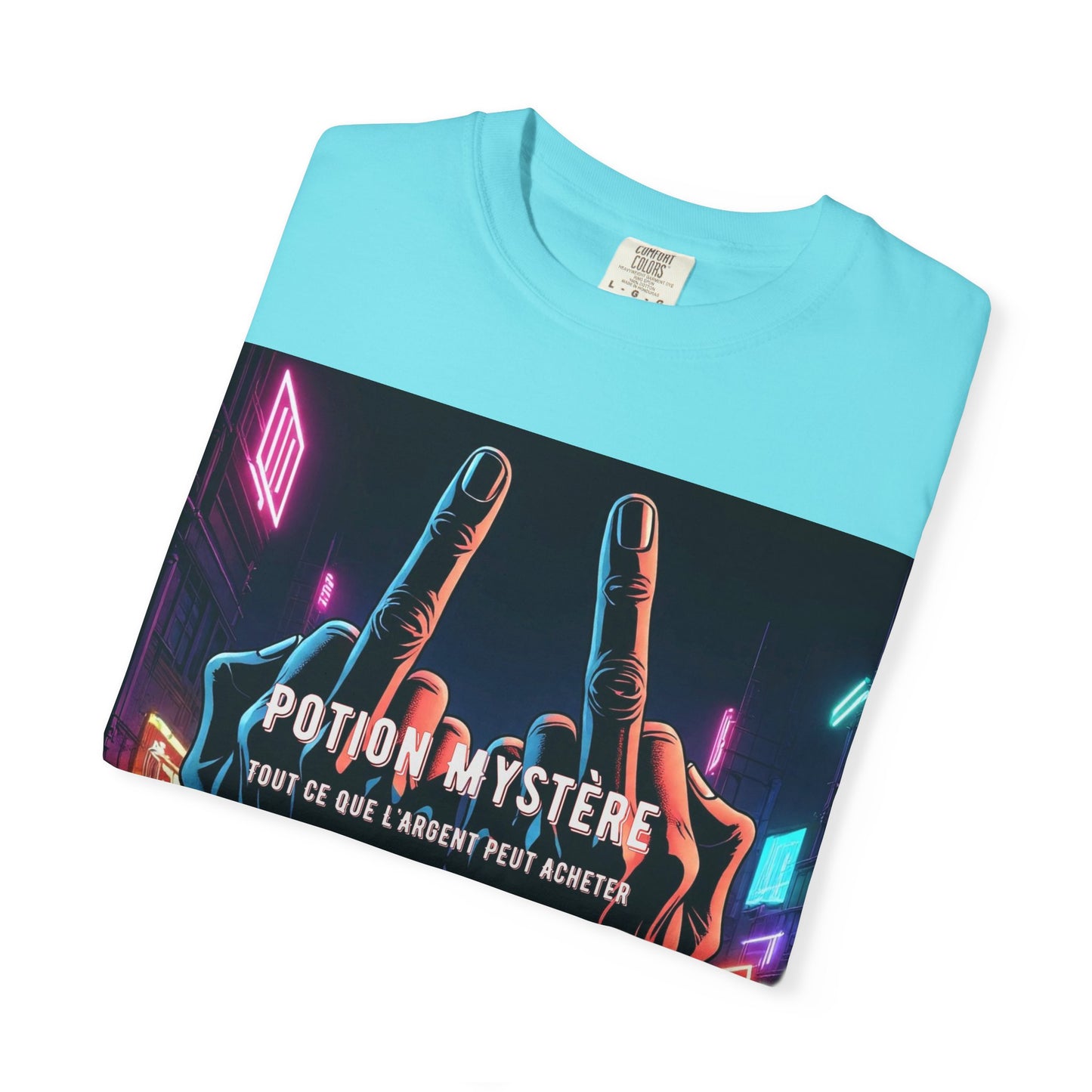 'Tout Ce Que L'Argent Peut Acheter' par Potion Mystère, Two Fingers Up Unisex T-Shirt with Artistic Graphic Design, Casual Wear, Streetwear Style, Gift for Art Lovers, Unique Graphic Tee, [...]