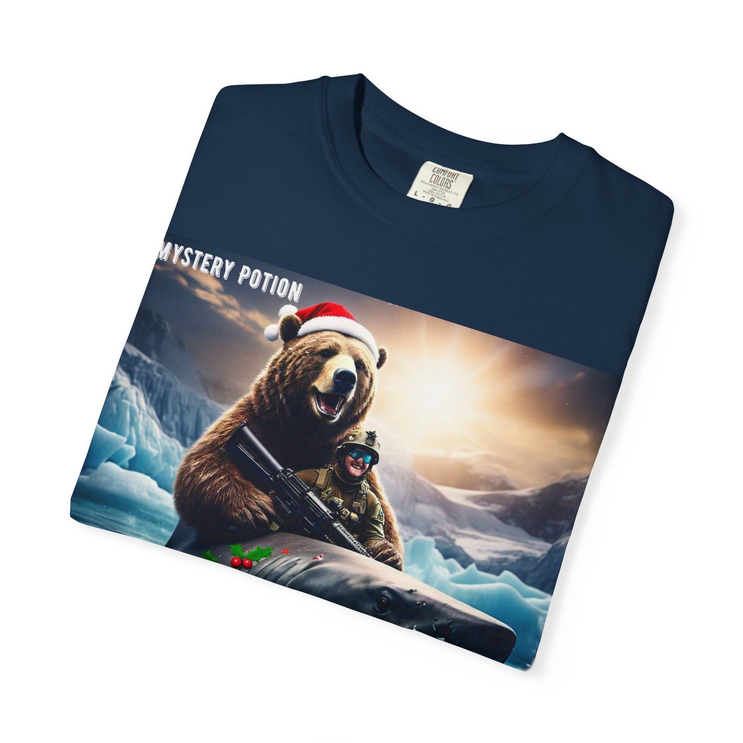 X-mas Humor T-Shirt "Merry Christmas from All the Apex Predators", Unisex Garment-Dyed Tee, Funny Holiday Shirt, Gift for Friends, Outdoor Adventure Wear, Novelty Apparel