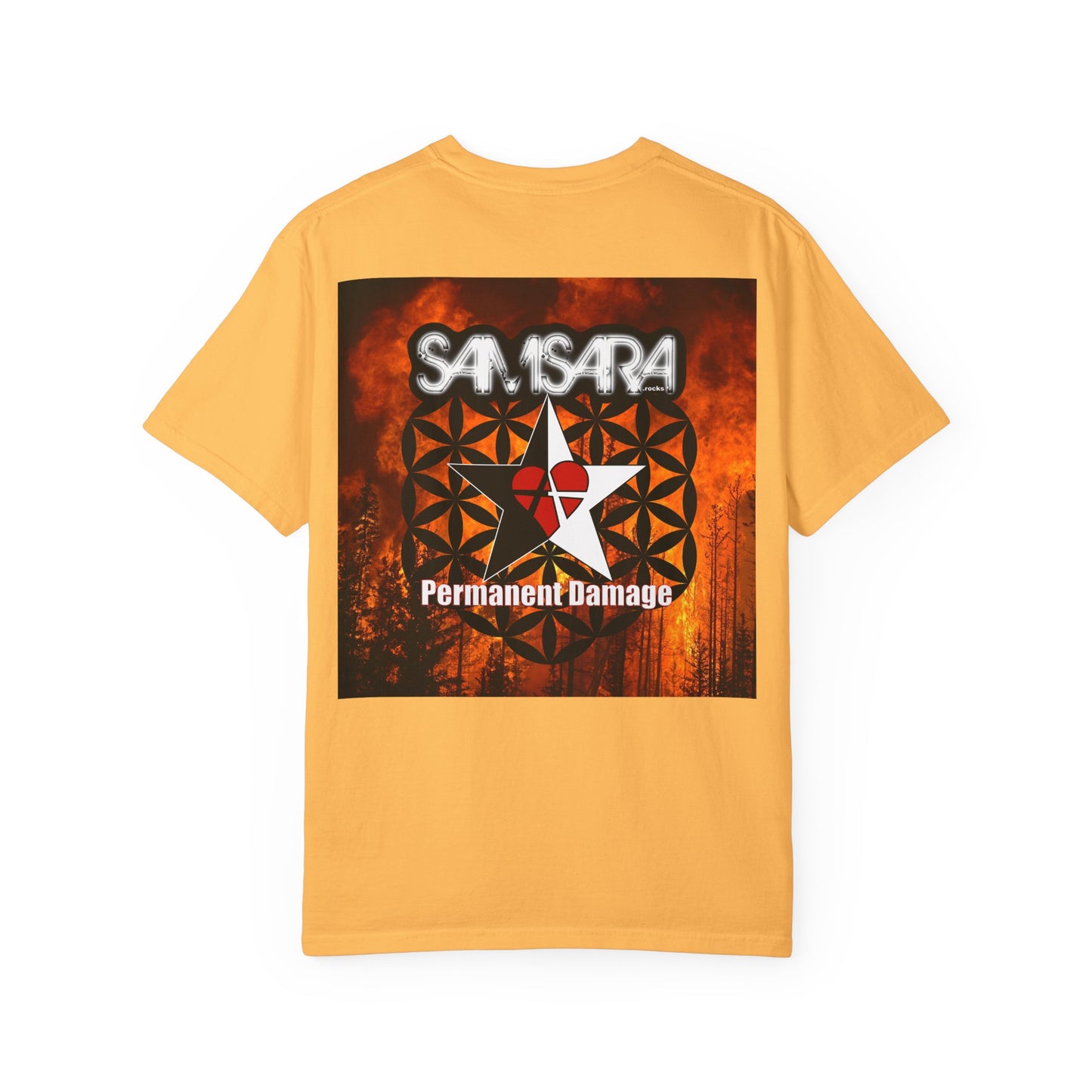 Samsara Heart Permanent Damage Unisex T-Shirt, Trendy Graphic Tee, Streetwear Style, Casual Apparel, Perfect for Music Festivals, Unique Gift Idea