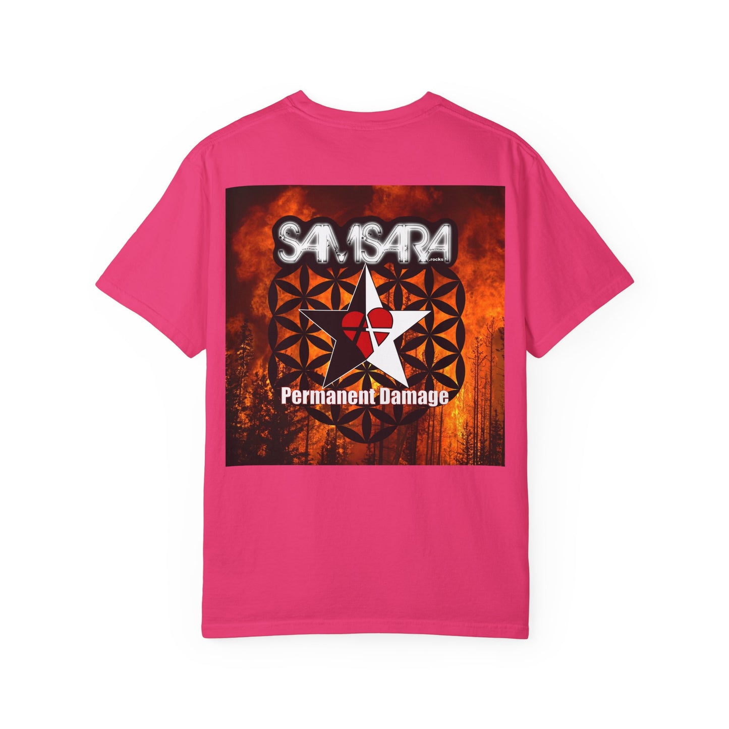 Samsara Heart Permanent Damage Unisex T-Shirt, Trendy Graphic Tee, Streetwear Style, Casual Apparel, Perfect for Music Festivals, Unique Gift Idea