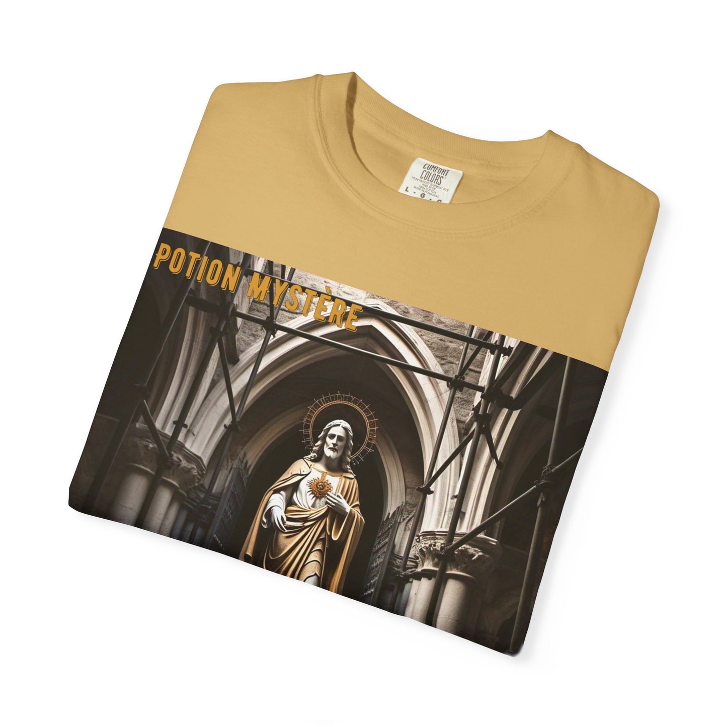 Mystical Potion Jesus Statue T-Shirt - Unisex, Relaxed Fit, Perfect for Festivals, Gifts, Everyday Wear, Unique Art Design