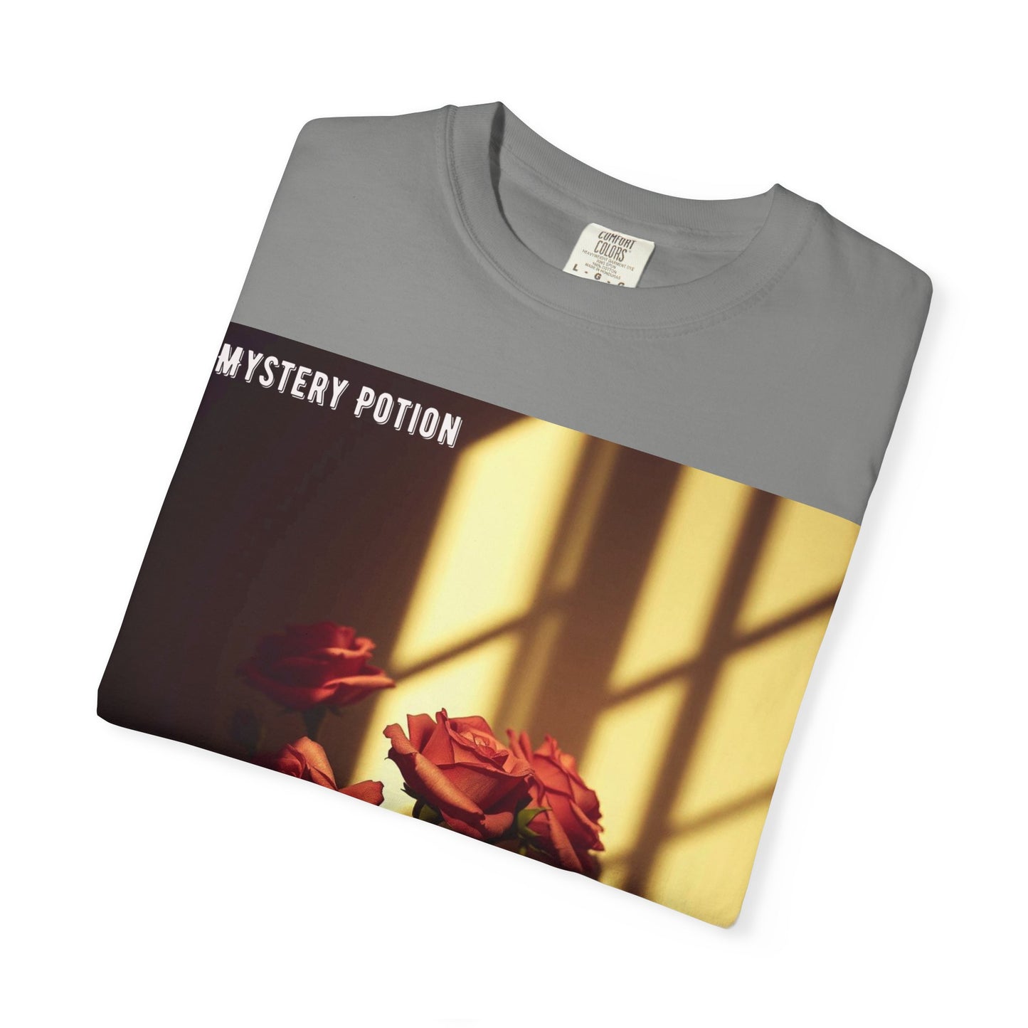 Mystery Potion Garment-Dyed Tee, Vintage Floral T-Shirt, Unisex Plant Lover Shirt, Gift for Her, Aesthetic Graphic Tee