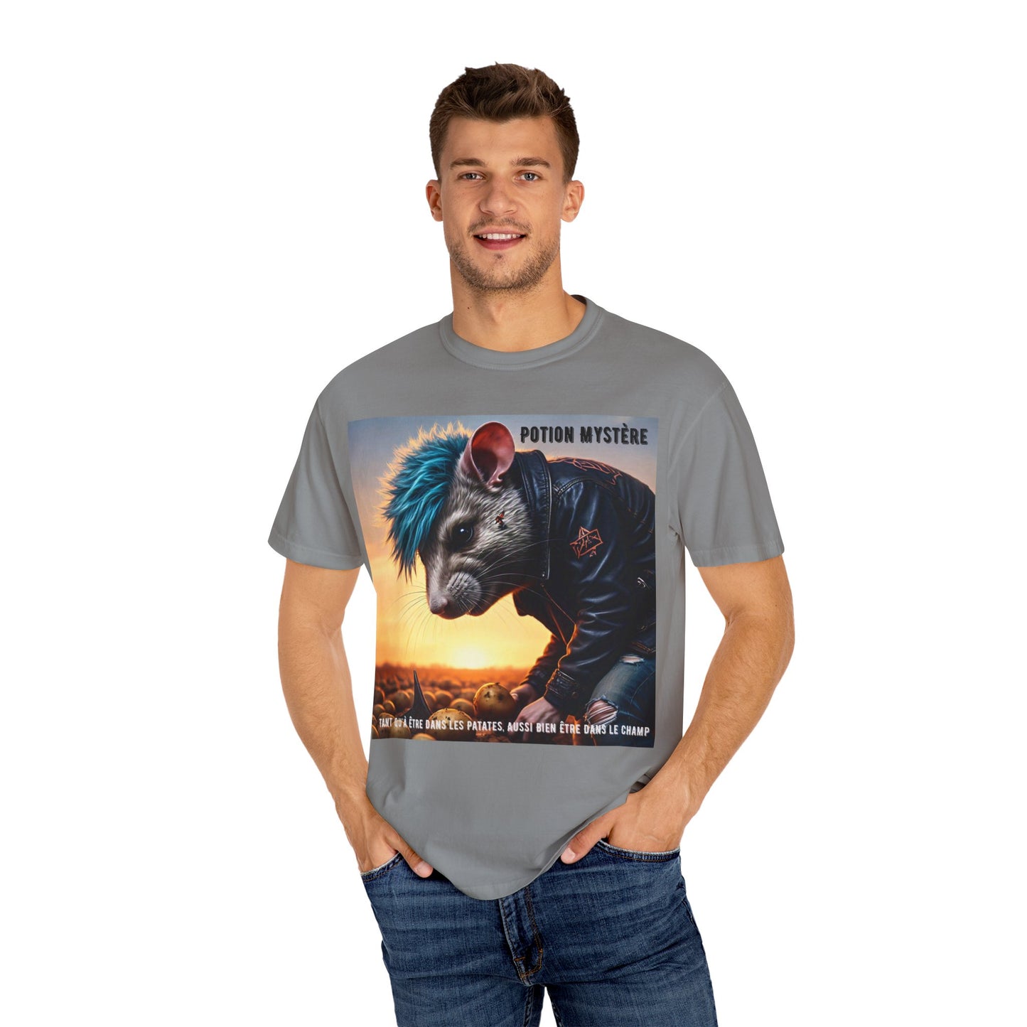 Mystical Punk Rat Toiling The Field Graphic T-Shirt | Unisex, Art Tee, Unique Animal Print, Gift for Animal Lovers, Casual Wear