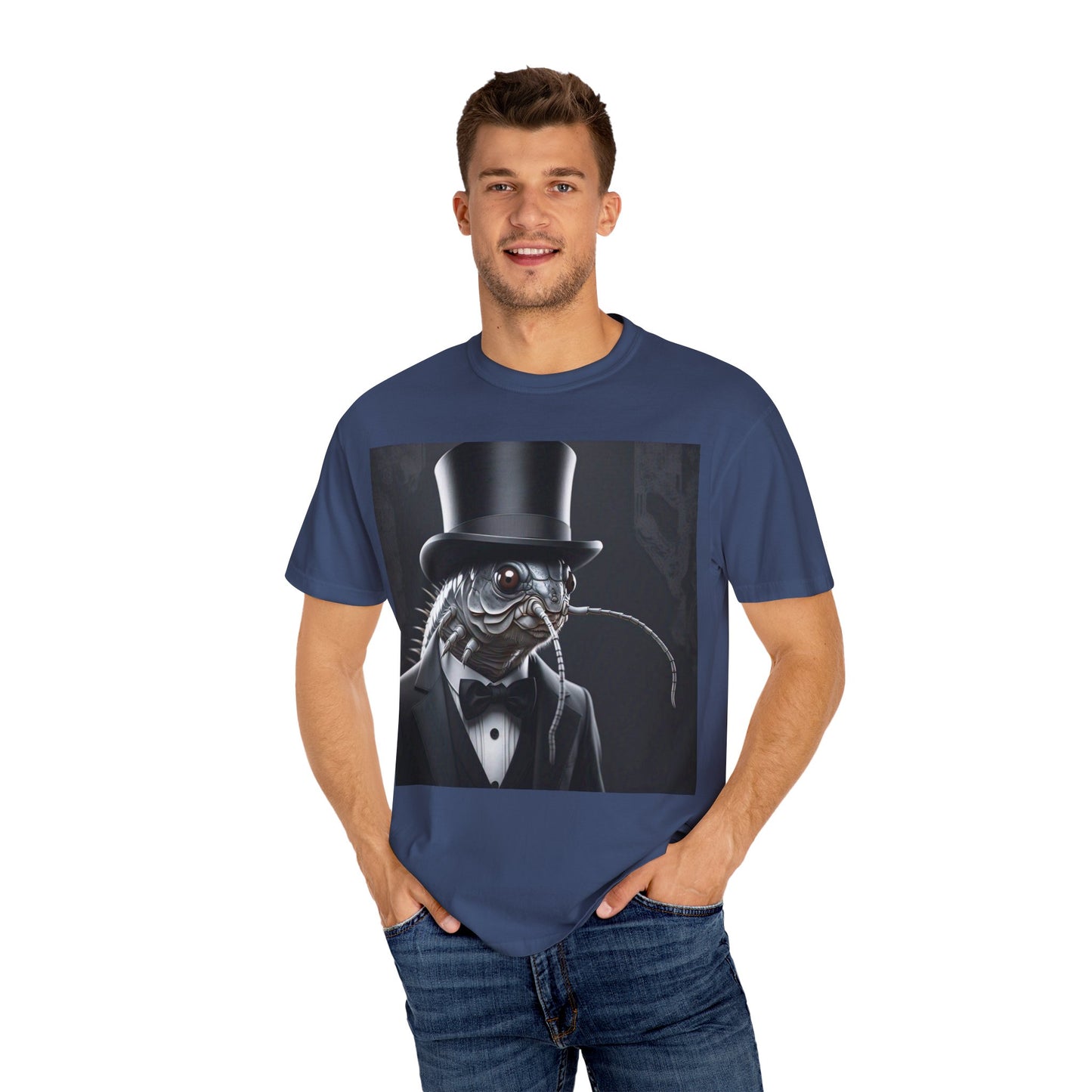Whimsical Silver Fish Gentleman T-shirt | Fun Gift for Aquatic Lovers, Unique Humor Shirt, Casual Wear, Creative Outfit