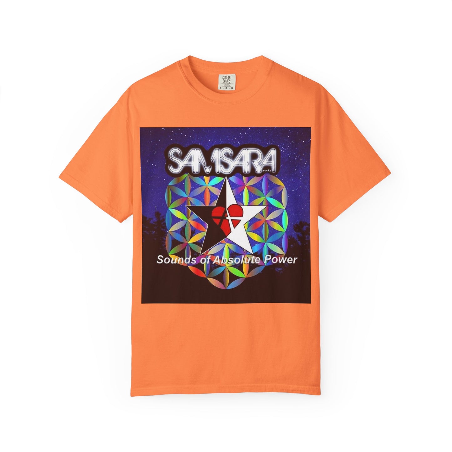 Sounds Of Absolute Power by Samsara Vibrant Graphic T-Shirt for Nature Lovers, Unisex Tee, Festival Wear, Gift for Music Enthusiasts, Bohemian Style Apparel