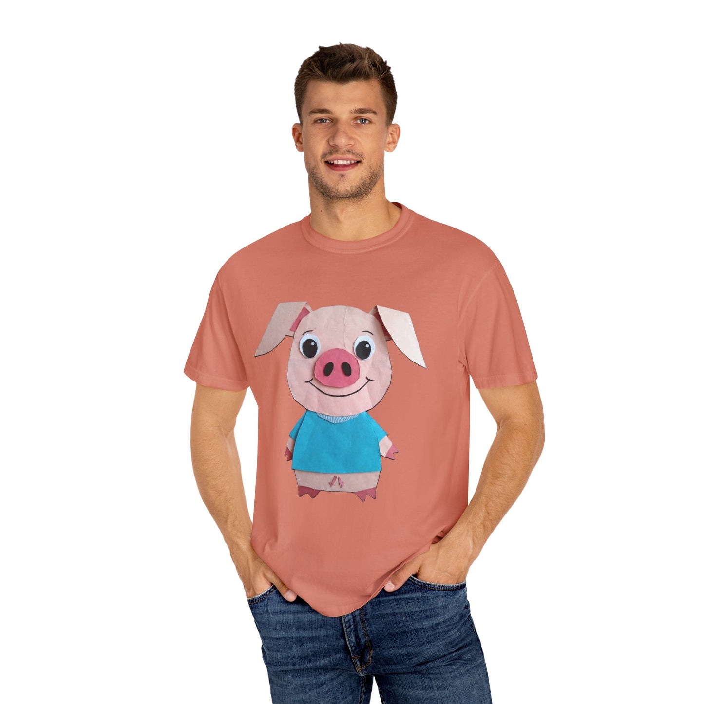 Cute Pig Character T-Shirt, Animal Lover Gift, Funny Graphic Tee, Casual Wear, Farm Themed Shirt