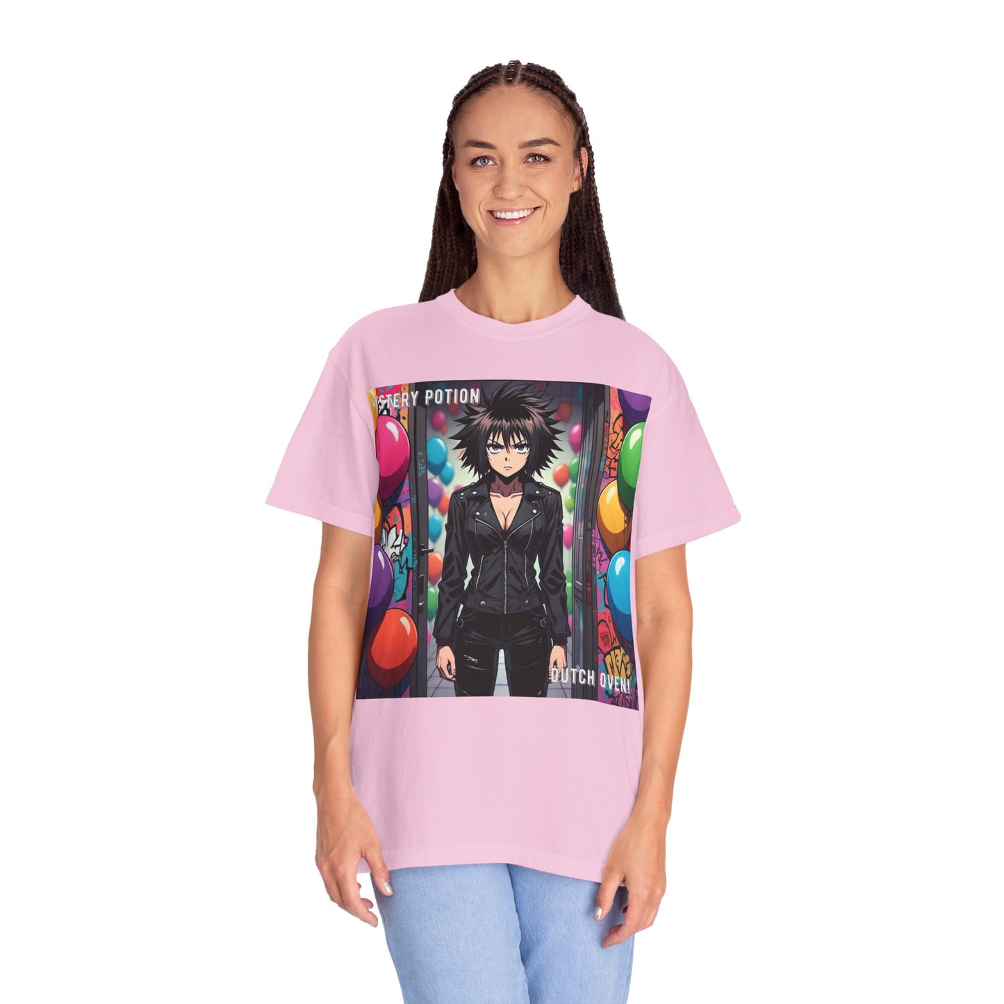 Mystery Potion's 'Dutch Oven', Whimsical Grabber Style Anime Graphic T-shirt featuring Bold Art, Anime Style Tee, Unisex Casual Wear, Gift for Friends, Trendy Statement Shirt