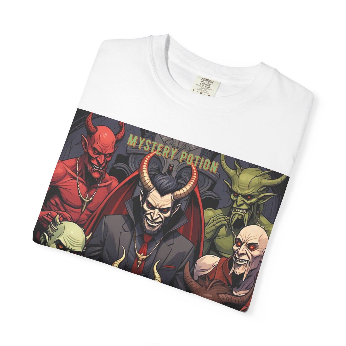 'Lucifer's Legion' by Mystery Potion, Unisex T-Shirt, Devil-Inspired Tee, Halloween Shirt, Comic Book Merch, Gift for Fans