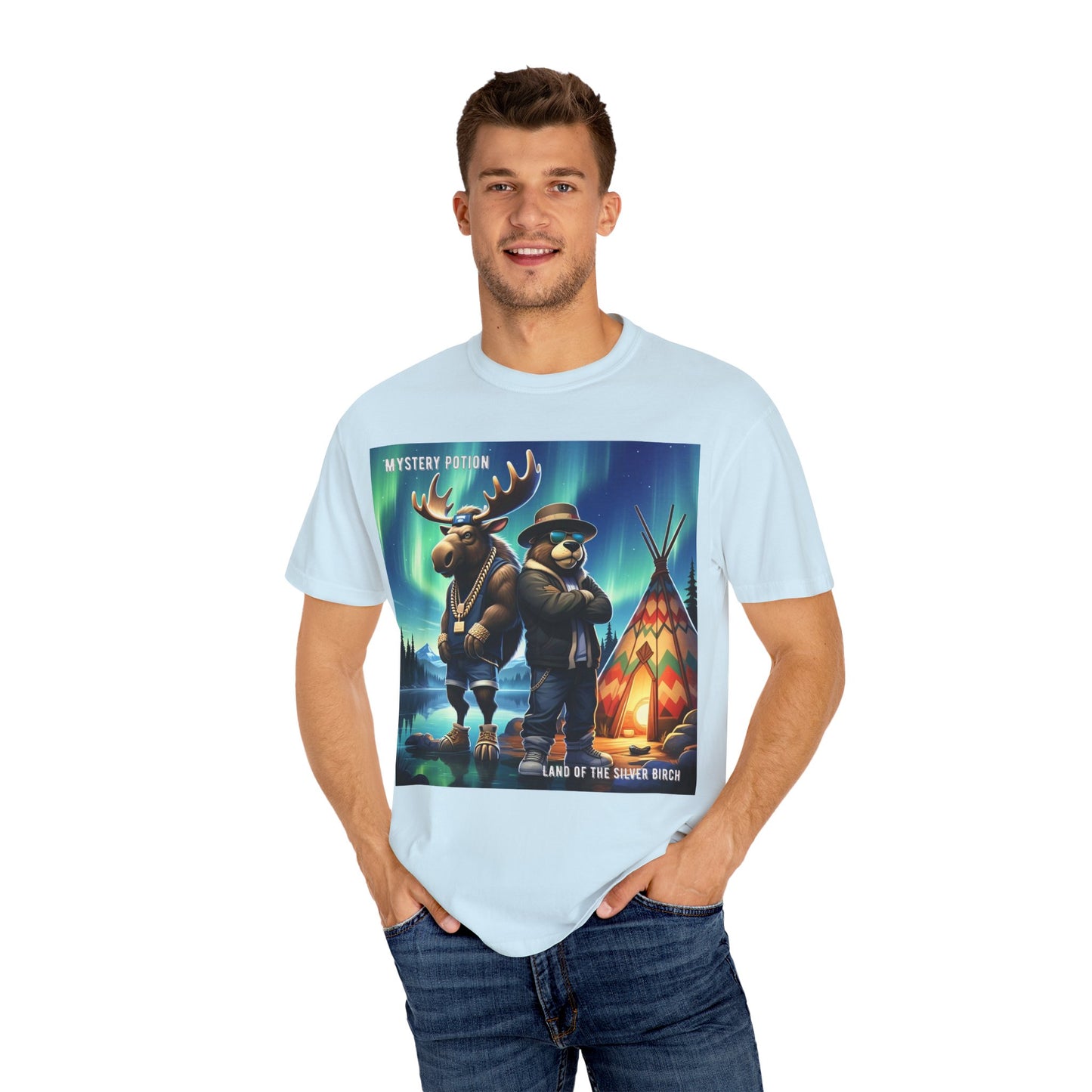 'Land Of The Silver Birch' by Mystery Potion,  Unisex Garment-Dyed T-shirt