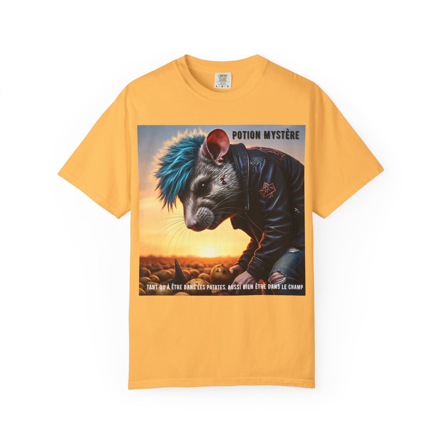 Mystical Punk Rat Toiling The Field Graphic T-Shirt | Unisex, Art Tee, Unique Animal Print, Gift for Animal Lovers, Casual Wear