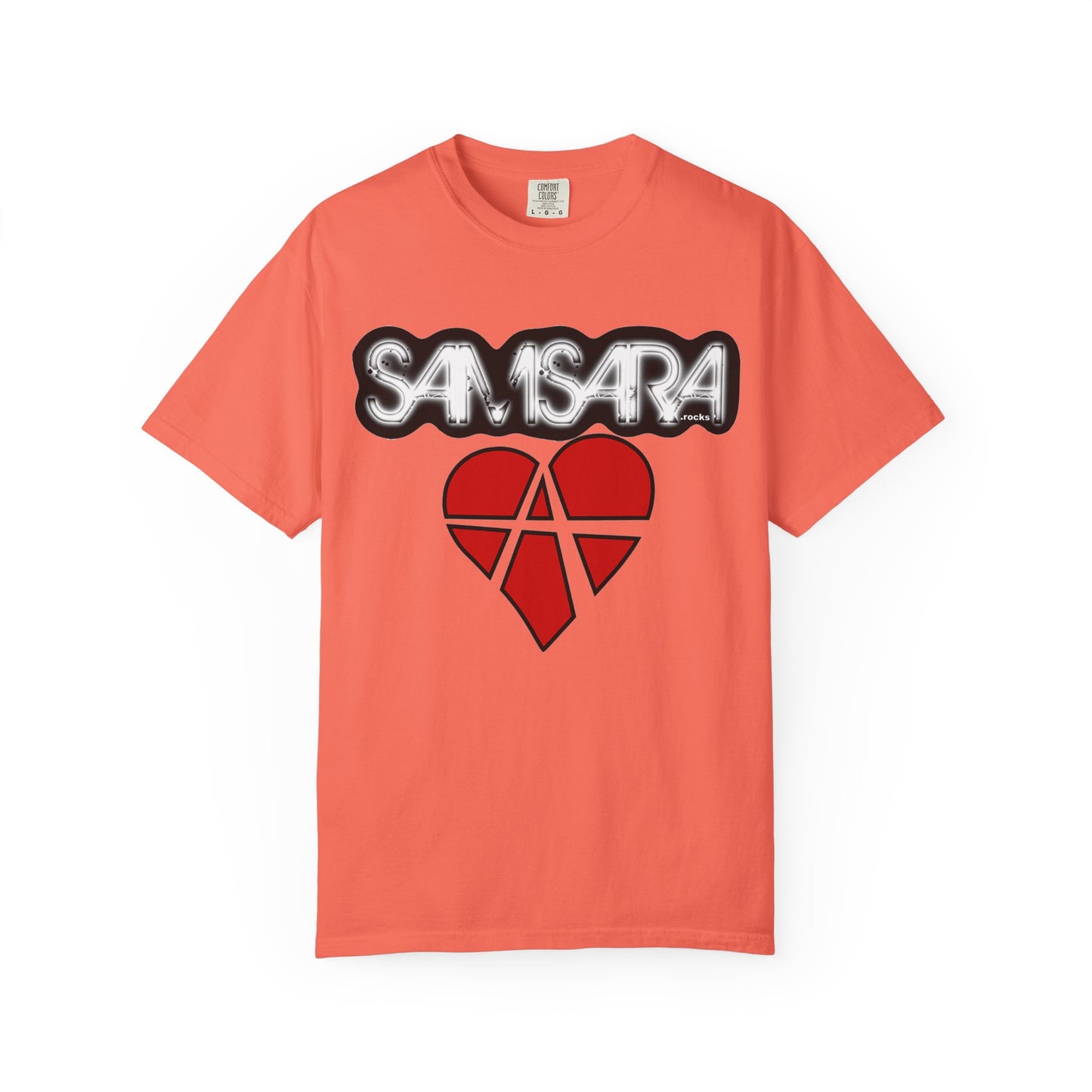'Samsara Rocks' Logo, Love and Anarchy Graphic Tee | Unisex Garment-Dyed T-Shirt, Casual Fashion, Heart Design, Streetwear, Gift for Him/Her