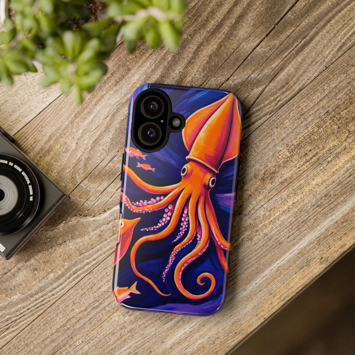 Vibrant Squid Octopus Phone Case, Tough Cases with Marine Life Design, Unique Gift for Ocean Lovers, Art-Inspired Accessory, Perfect for Birthdays