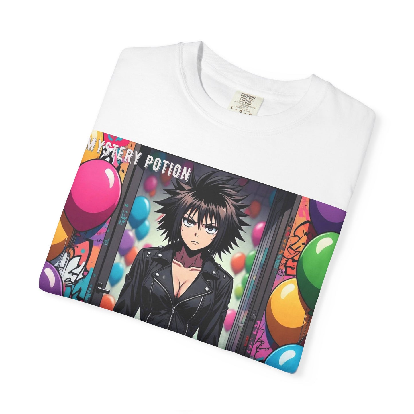 Mystery Potion's 'Dutch Oven', Whimsical Grabber Style Anime Graphic T-shirt featuring Bold Art, Anime Style Tee, Unisex Casual Wear, Gift for Friends, Trendy Statement Shirt