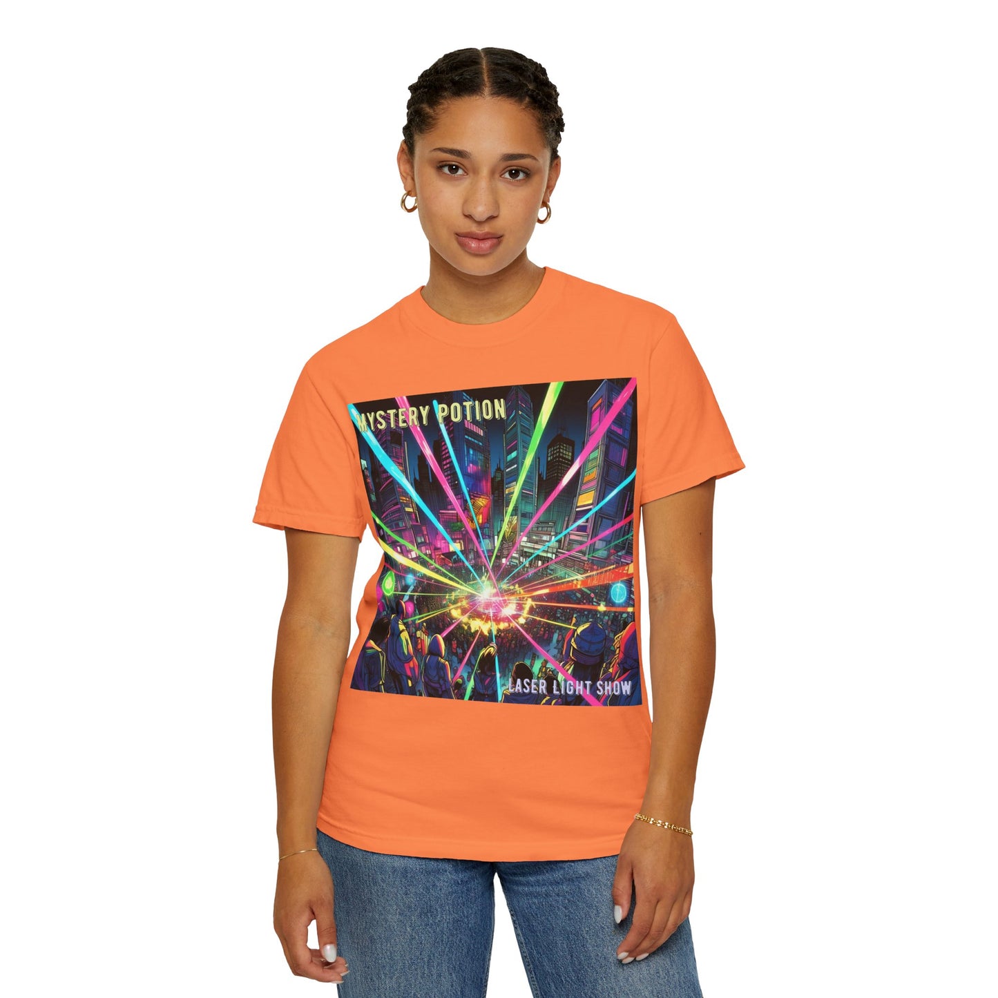 Mystery Potion Laser Light Show Tee, Unisex Graphic T-Shirt, Festival Wear, Concert Shirt, Party Outfit, Colorful Apparel