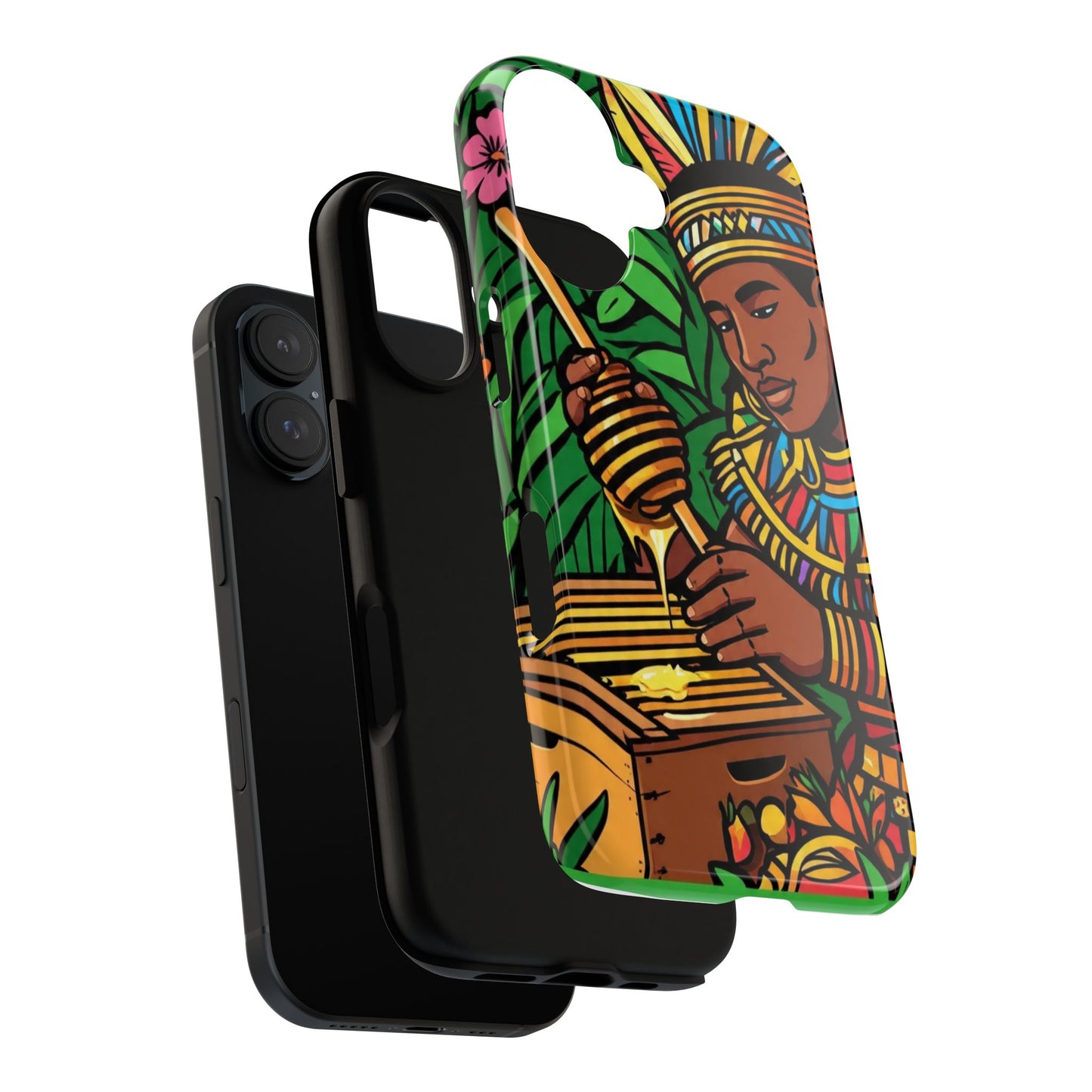 Honey Collecting African Vibrant Phone Case with Artistic Design, Tough Cases, Colorful Mobile Protector, Unique Gift for Her, Nature Lover's Accessory, [...]