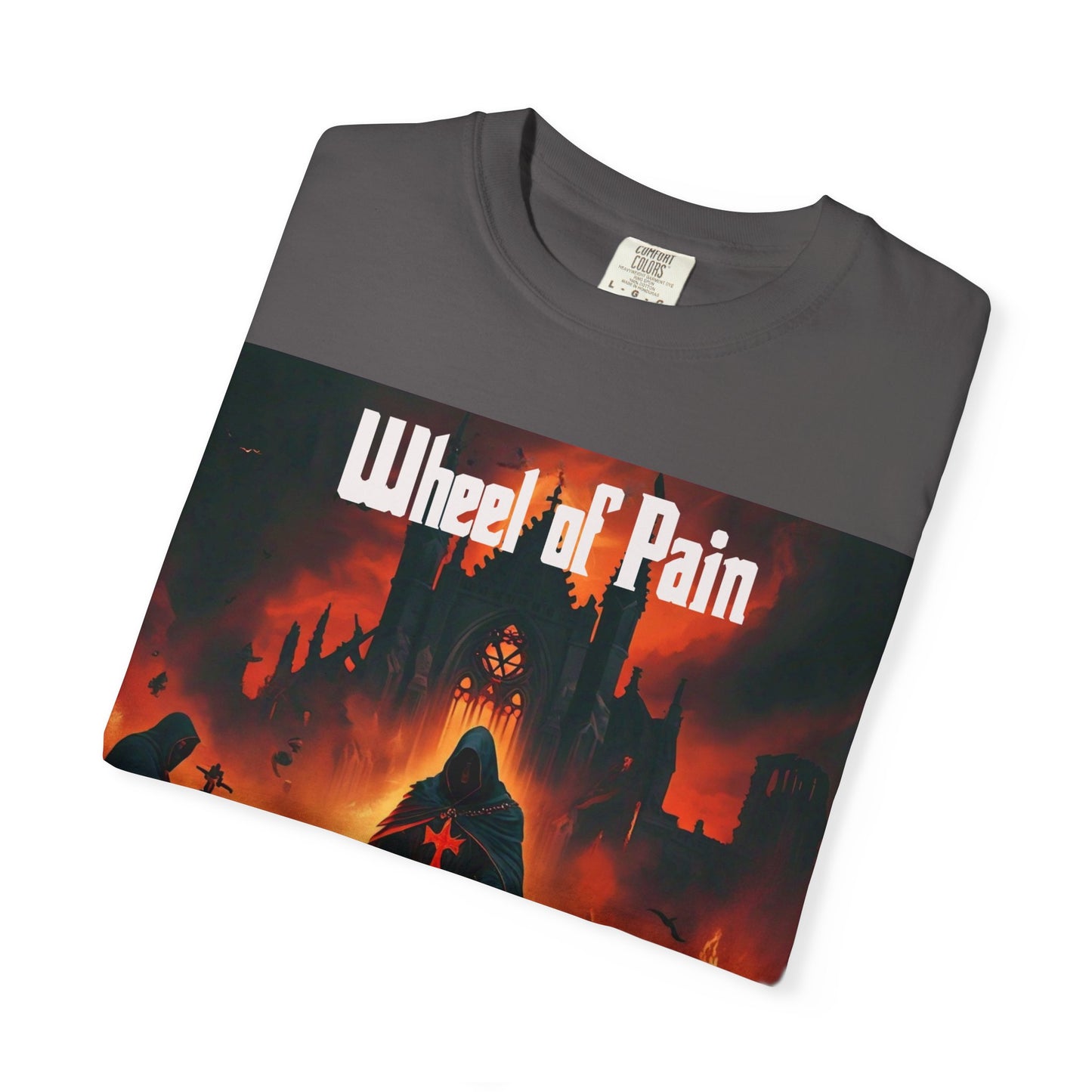 Wheel of Pain Gothic Templar Graphic T-Shirt, Unisex Tee for Fans, Cool Gift for Music Lovers, Halloween Shirt, Retro Vintage Style
