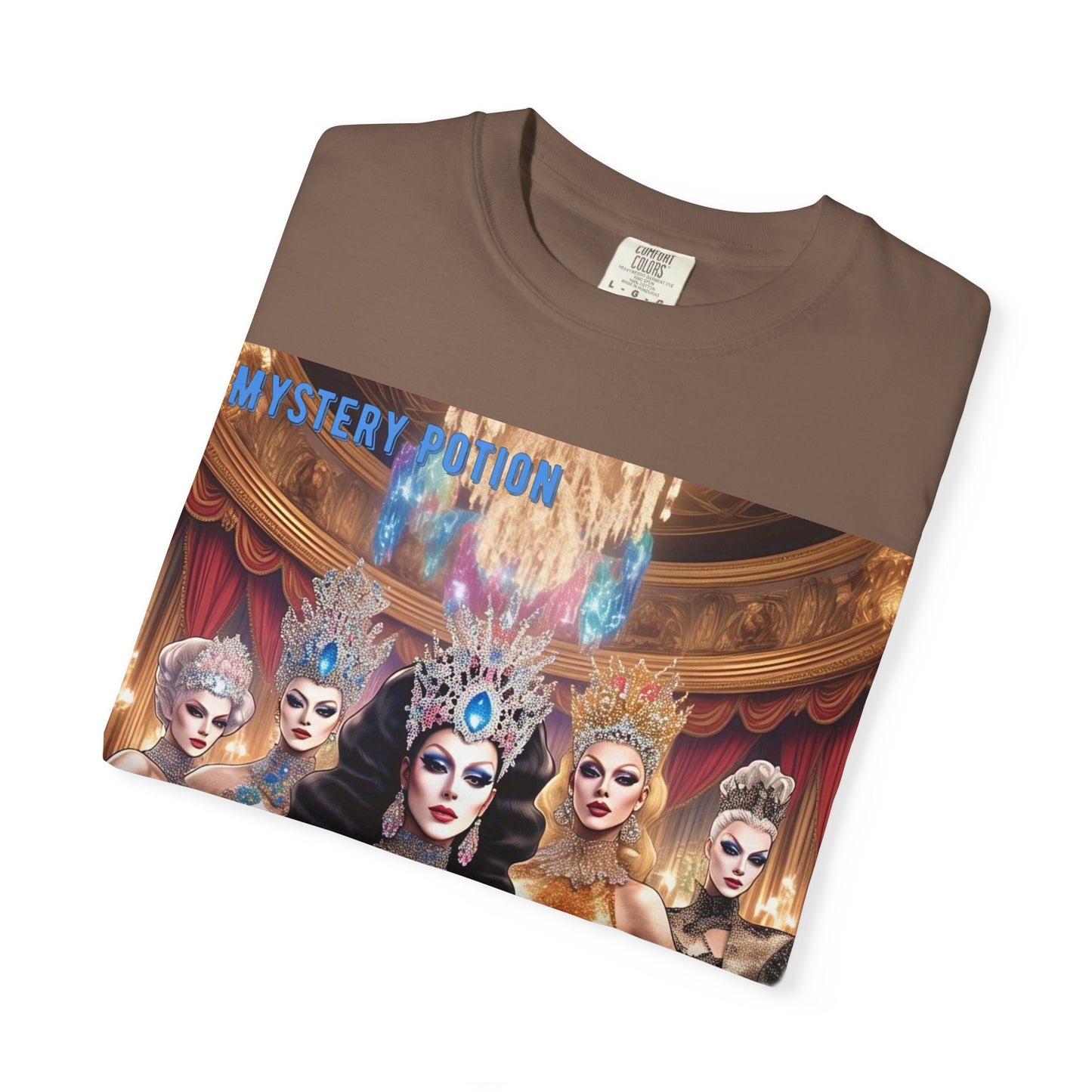 'We're all Queens' by Mystery Potion, Unisex Garment-Dyed T-Shirt, Fashion Apparel for Queens, Vintage-Inspired Tee, Unique Gift for Costume Events, Trendy [...]
