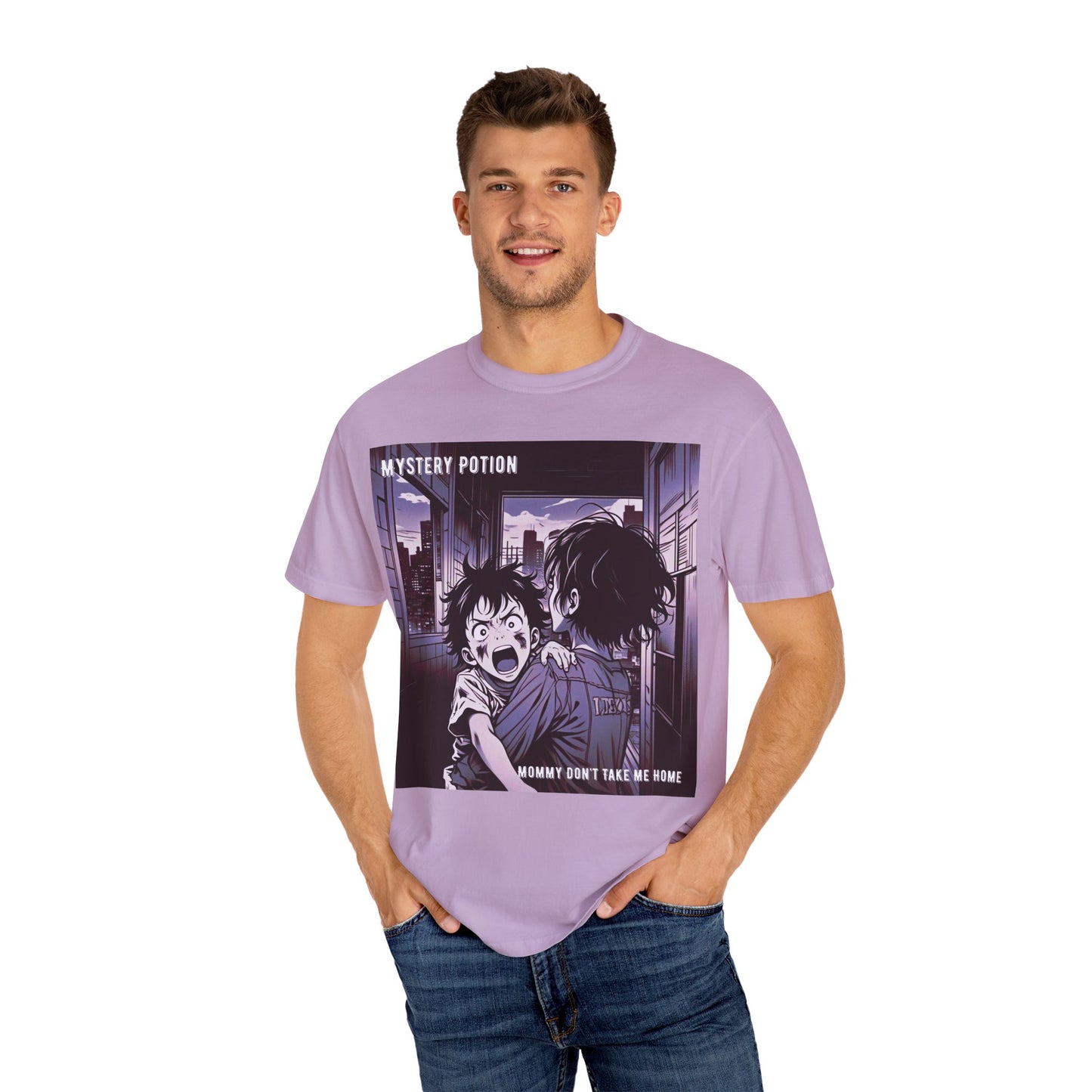 'Mommy Don't Take Me Home' by Mystery Potion, Unisex T-Shirt – Anime Graphic Tee, Casual Wear, Gift for Teens, Pop Culture Apparel, Unique Graphic Tee