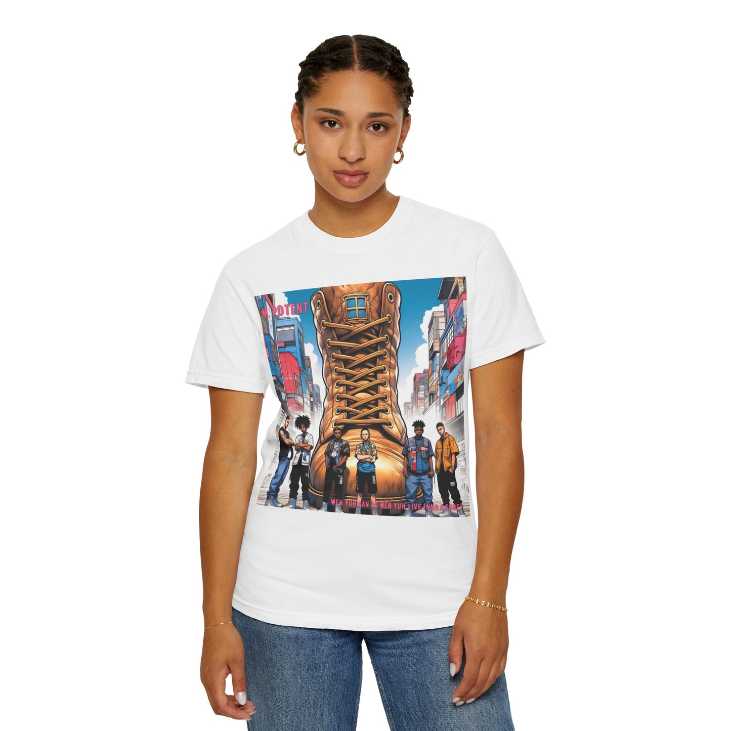 Urban-Inspired "What Can You Do When You Live In A Shoe?" Graphic Tee, Streetwear T-shirt, Casual Wear, Hip Hop Fashion, Birthday Gift, Unisex T-shirt with Bold Design
