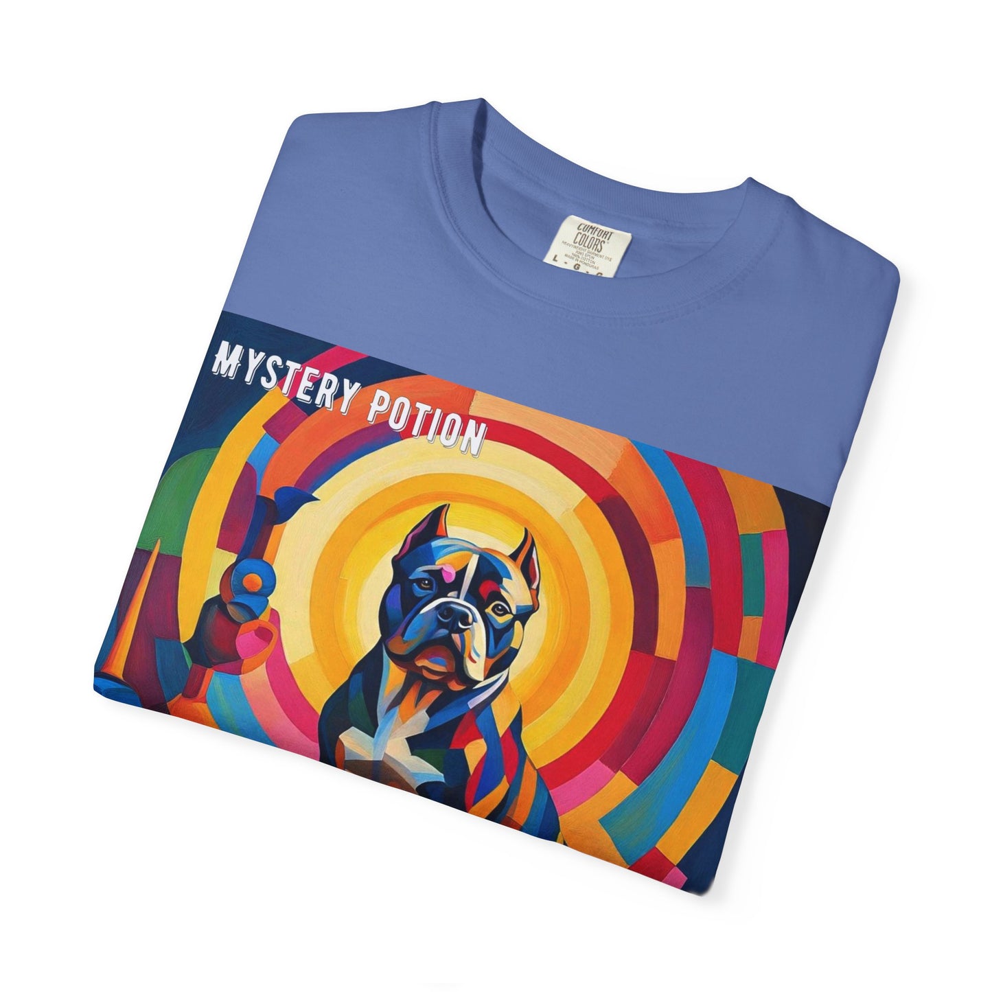 'My Bully Is A Saint' by Mystery Potion Colorful Dog Art T-shirt, Unisex Graphic Tee by Mystery Potion, Perfect for Pet Lovers, Comfy Casual Wear, Great Gift for Dog Lovers
