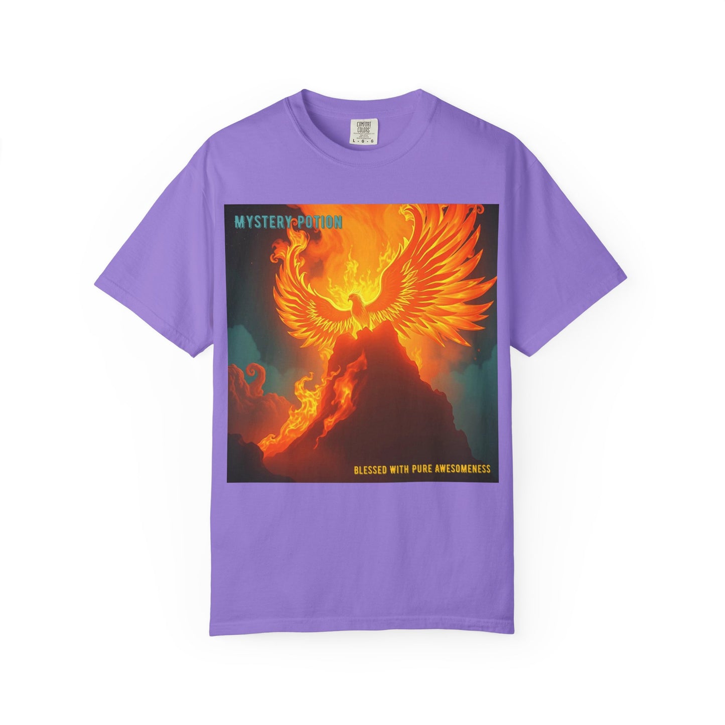 'Blessed With Pure Awesomeness' Mystery Phoenix Graphic Unisex T-shirt, Cool Casual Wear, Unique Gift for Nature Lovers, Birthday, Summer Event, Spiritual Design