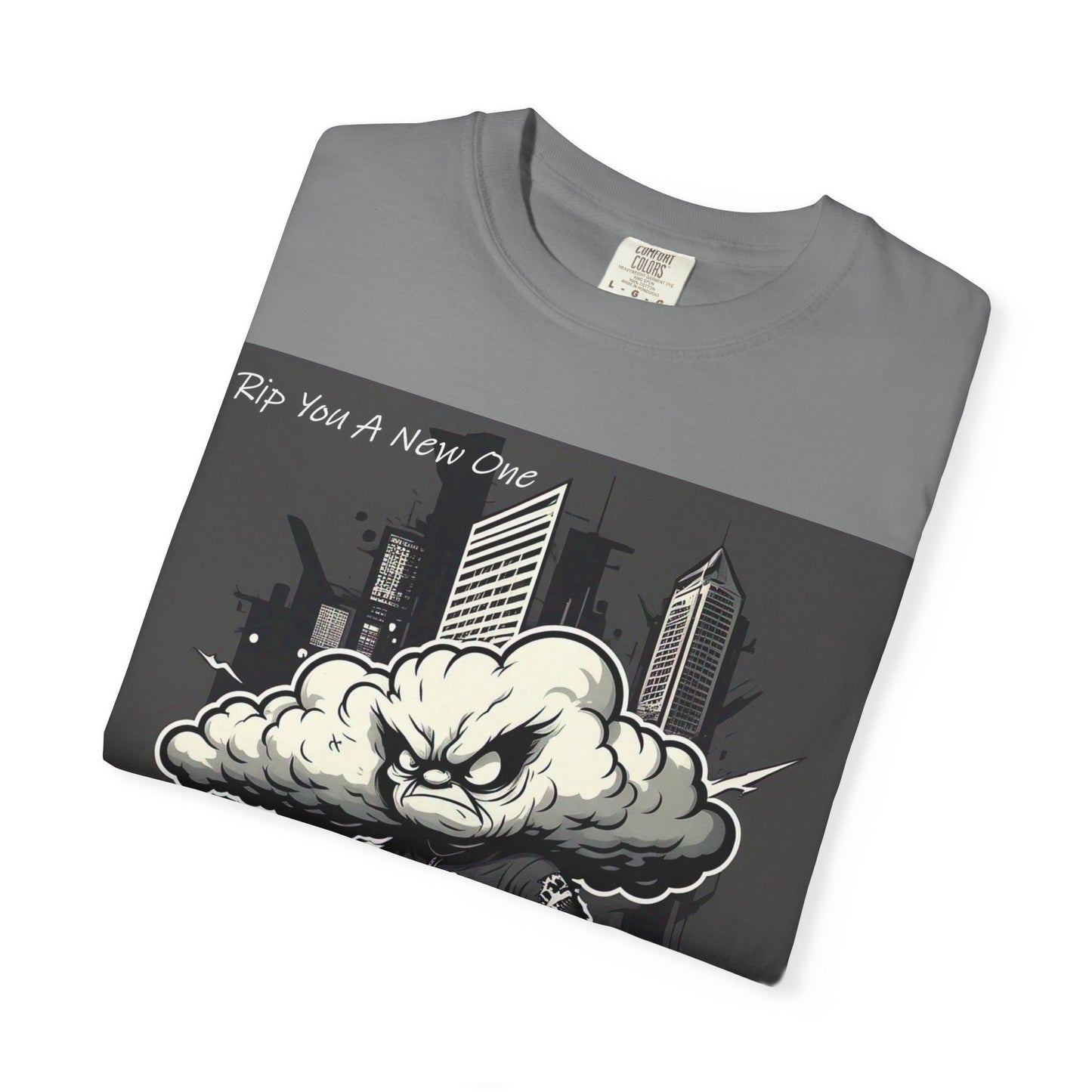 'When The Wind Blows Strong' by Rip You A New One, Urban Angry Cloud Graphic Tee, Cool Casual Wear, Street Style Unisex Shirt, Perfect Gift for Comics Lovers, Everyday Comfort