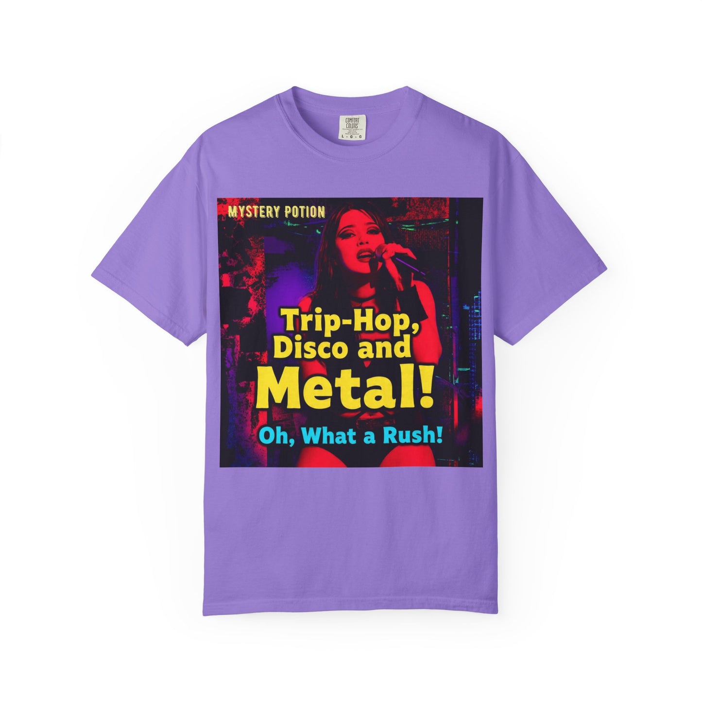 Trip Hop, Disco and Metal! Oh, What a Rush Vibrant Music-Themed Unisex T-shirt | Perfect Gift for Music Lovers, Concert Attendees, Band Merch, Festival Apparel, and Casual Wear