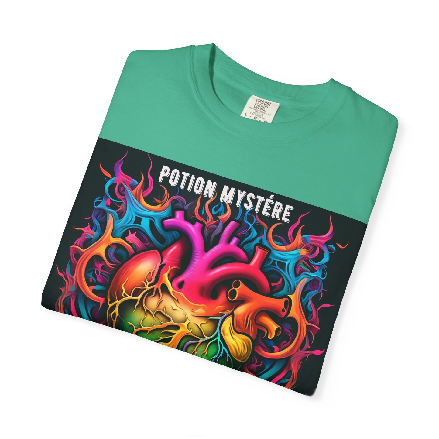 'L'Amour est La Réponse' par Potion Mystére, Mystical Heart Unisex T-Shirt, Colorful Graphic Tee, Boho Style Shirt, Gift for Him/Her, Festival Wear, Potion Mystérie Design