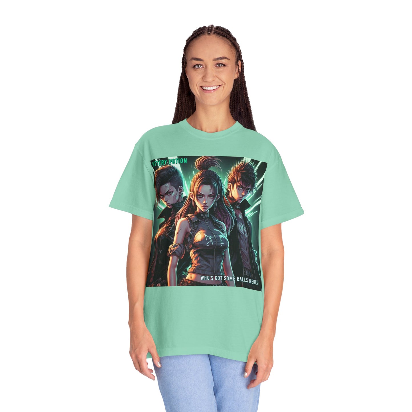 'Who's Got Some Balls Here?' by Mystery Potion, Unisex Graphic Tee, Trendy Gamer T-shirt, Anime Inspired Shirt, Gift for Him/Her, Casual Fashion