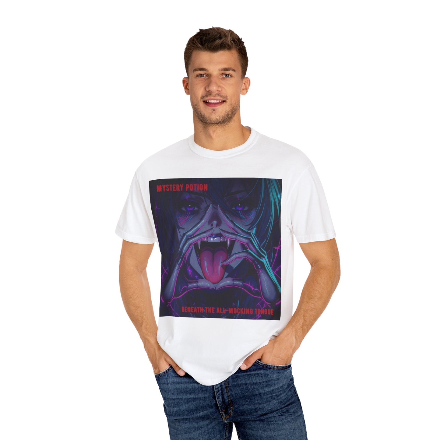 'Beneath The All-Mocking Tongue' by Mystery Potion Unisex Garment-Dyed T-shirt