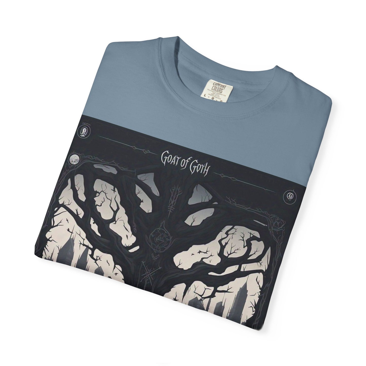 Gothic Tree T-Shirt, GOAT of Goth Unisex Cotton Tee for Nature Lovers, Unique Graphic Tee, Perfect for Festivals, Gift for Adventurers, Eco-Friendly Wear
