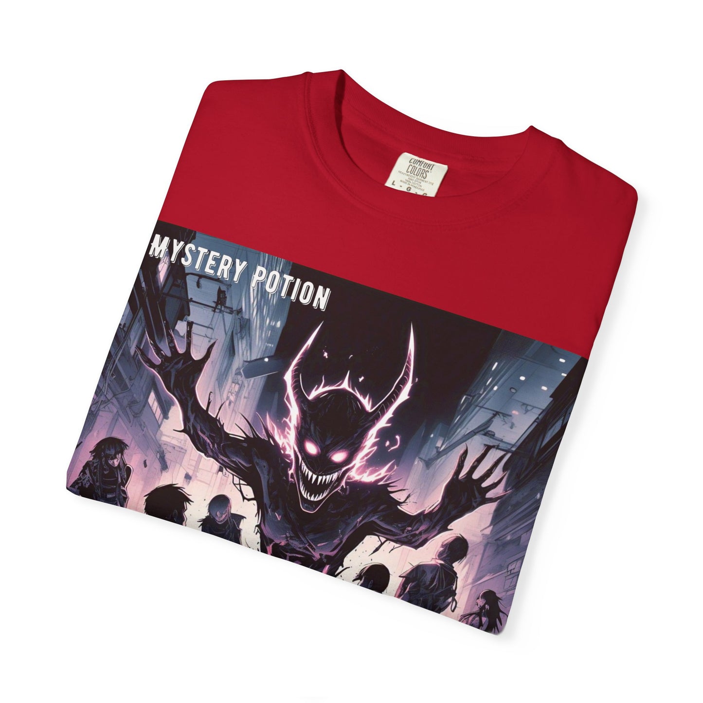 Mystery Potion Evil Satanic Graphic Tee, Unisex T-Shirt for Gamers, Cosplay Costume, Casual Wear, Unique Devilish Gift Idea