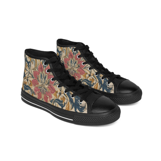Stylish Floral High-Top Sneakers, Trendy Casual Footwear for Women, Comfortable Everyday Shoes, Unique Gift Idea, Summer Fashion Footwear