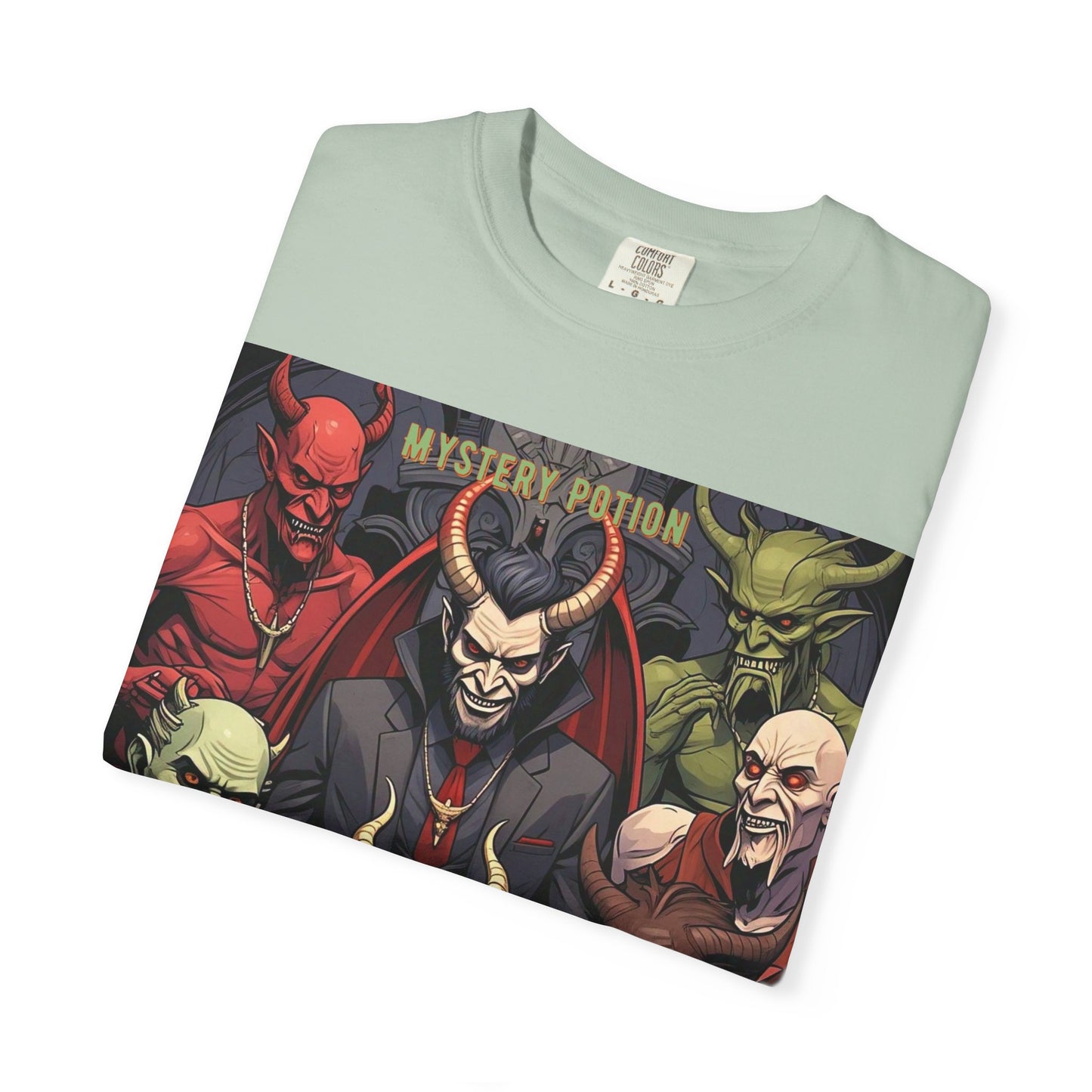 'Lucifer's Legion' by Mystery Potion, Unisex T-Shirt, Devil-Inspired Tee, Halloween Shirt, Comic Book Merch, Gift for Fans