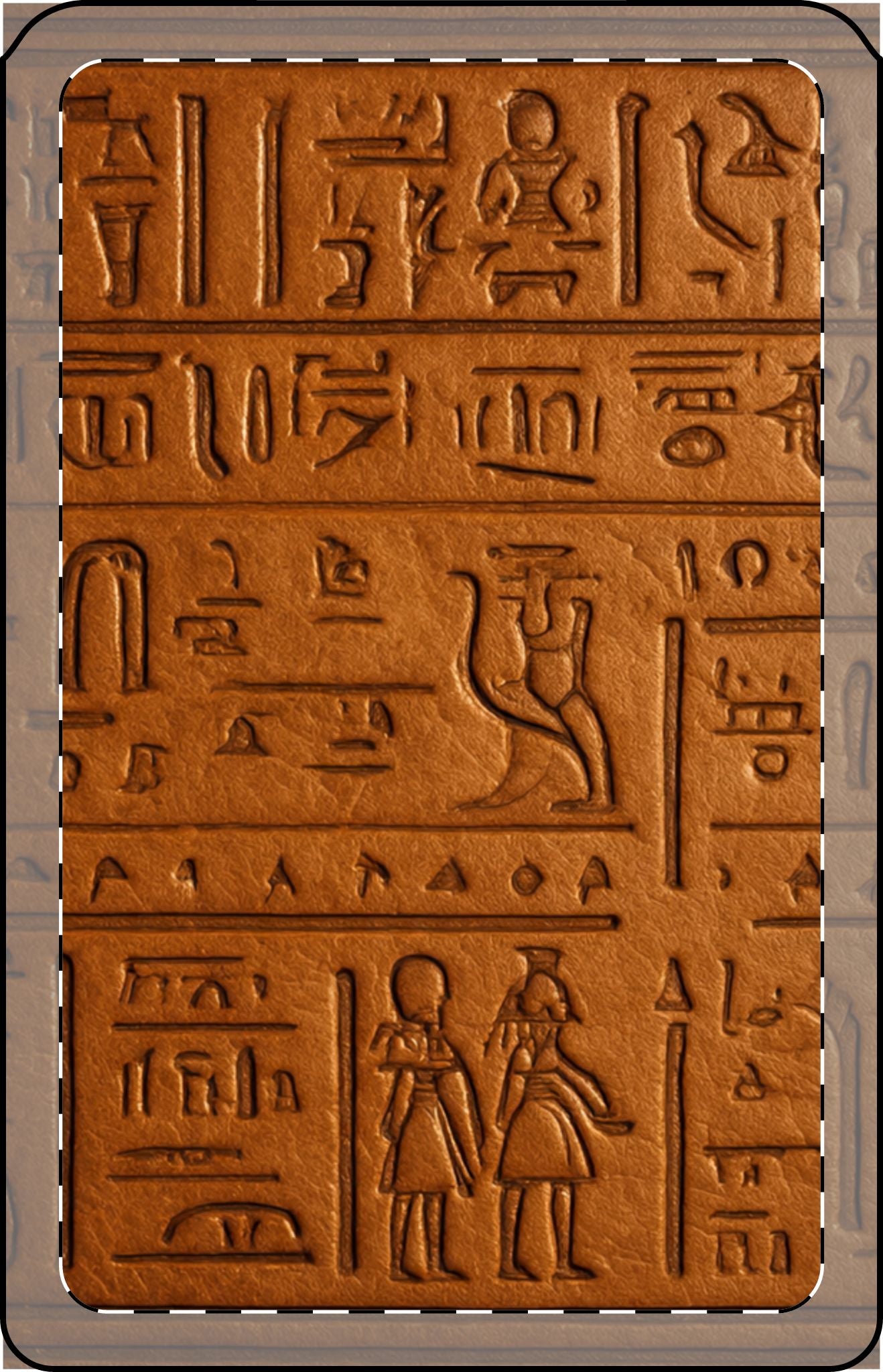 'Sumerian Hieroglyph style' Vegan Wallet  designed by Mystery Potion- Magsafe® Compatible, Sustainable Leather Alternative, Eco-Friendly Card Holder, Minimalist Wallet, Vegan Gift Idea