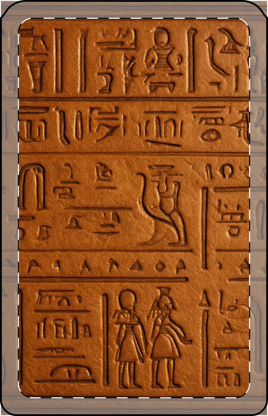 'Sumerian Hieroglyph style' Vegan Wallet  designed by Mystery Potion- Magsafe® Compatible, Sustainable Leather Alternative, Eco-Friendly Card Holder, Minimalist Wallet, Vegan Gift Idea