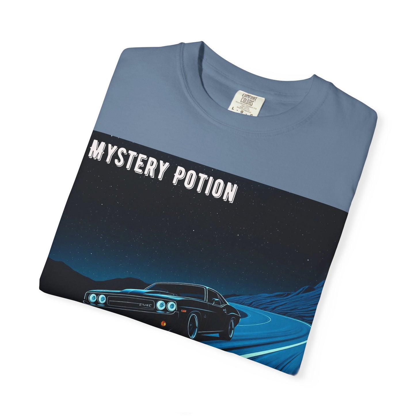 Mystery Potion Muscle Car T-Shirt | Unisex Garment-Dyed Tee, Vintage Car Lover Gift, Perfect for Car Shows, Birthday Gift, Casual Wear